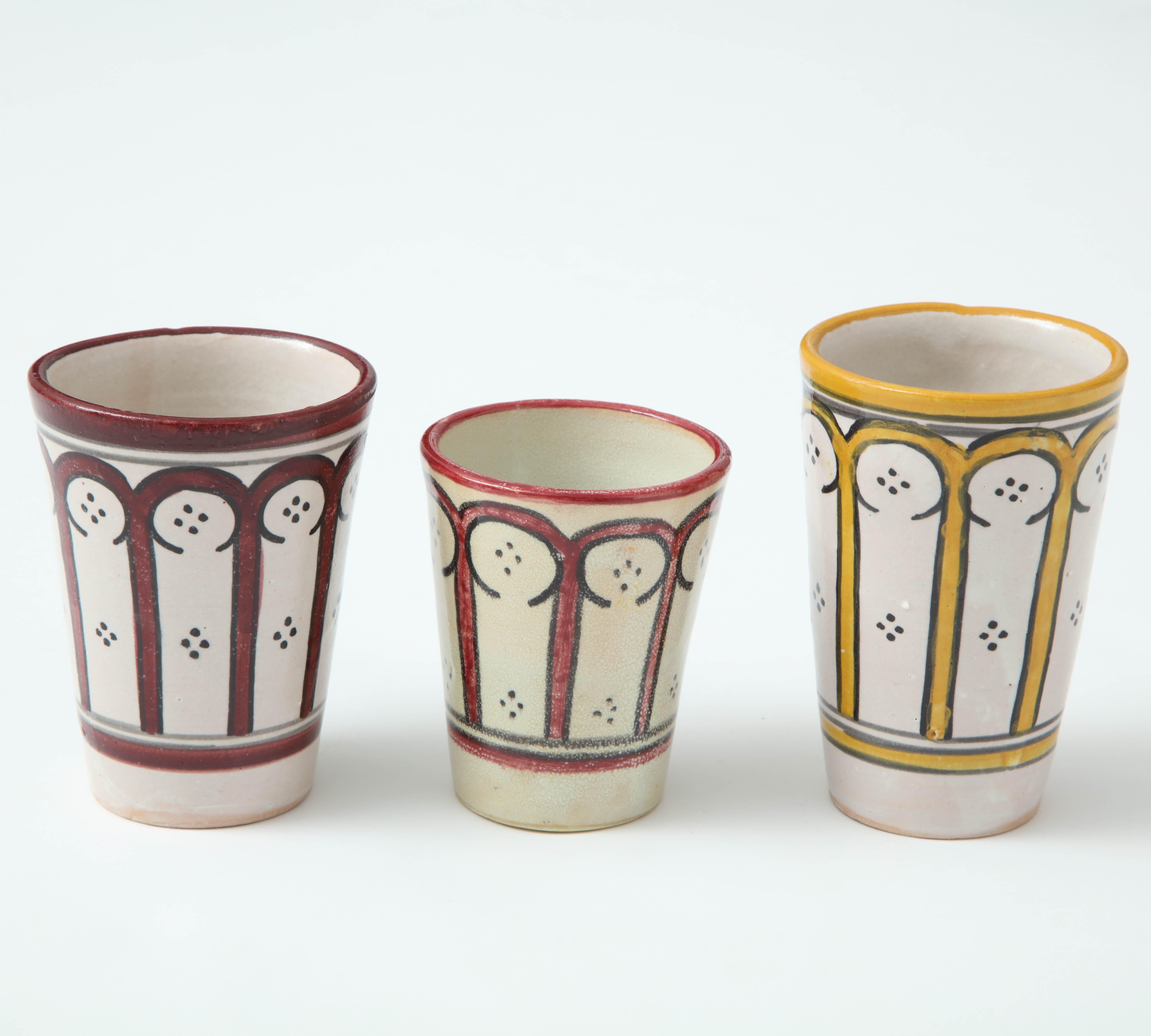 Ceramic Vessel, Red, Black and Cream, Handcrafted, Morocco, Contemporary 1