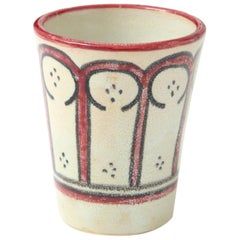 Ceramic Vessel, Red, Black and Cream, Handcrafted, Morocco, Contemporary