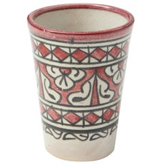 Ceramic Vessel, Red, Black & Cream Color