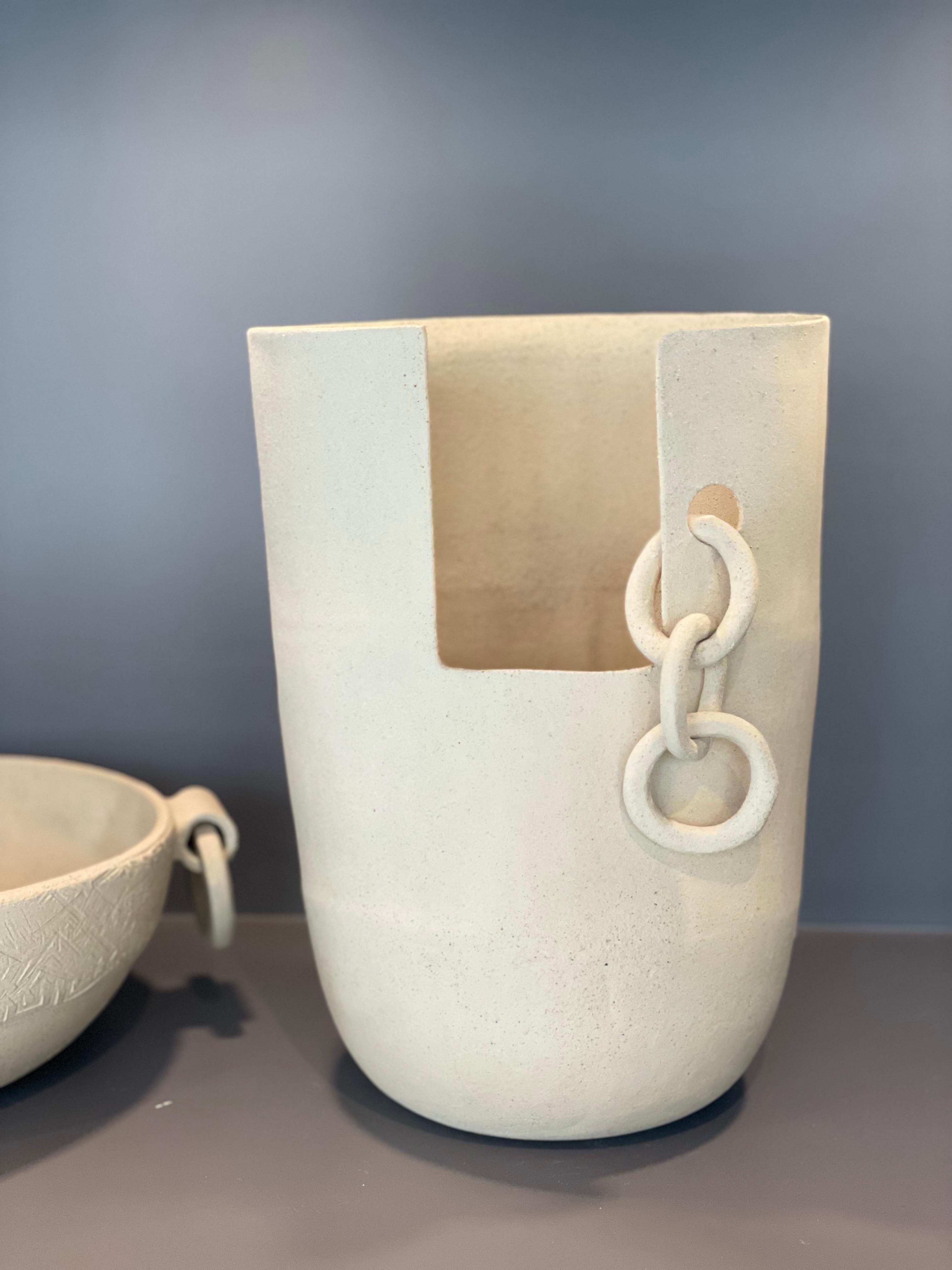 Organic Modern Ceramic Vessel Unchained Handbuilt in Istanbul, Contemporary Pottery Home Decor  For Sale