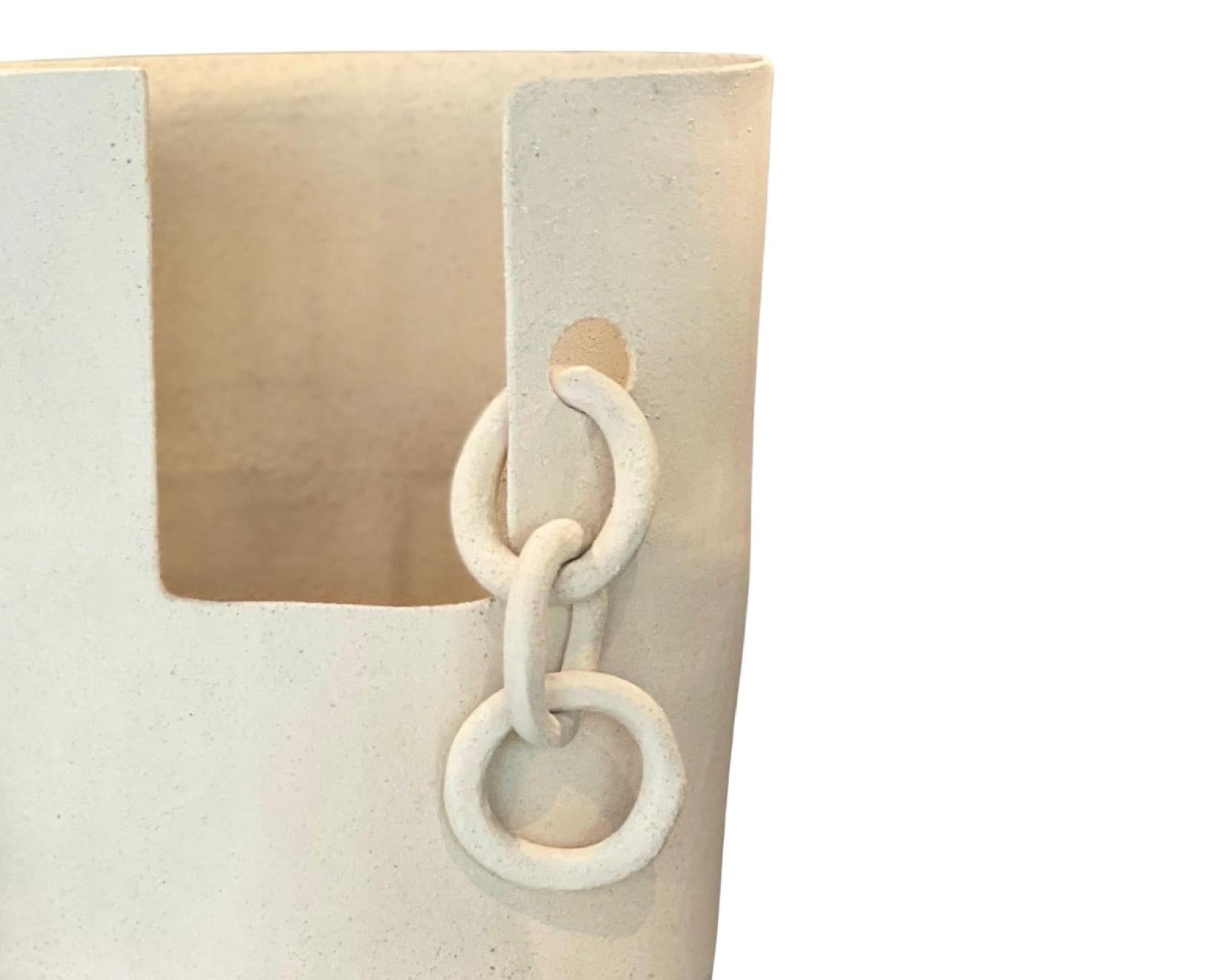 Fired Ceramic Vessel Unchained Handbuilt in Istanbul, Contemporary Pottery Home Decor  For Sale