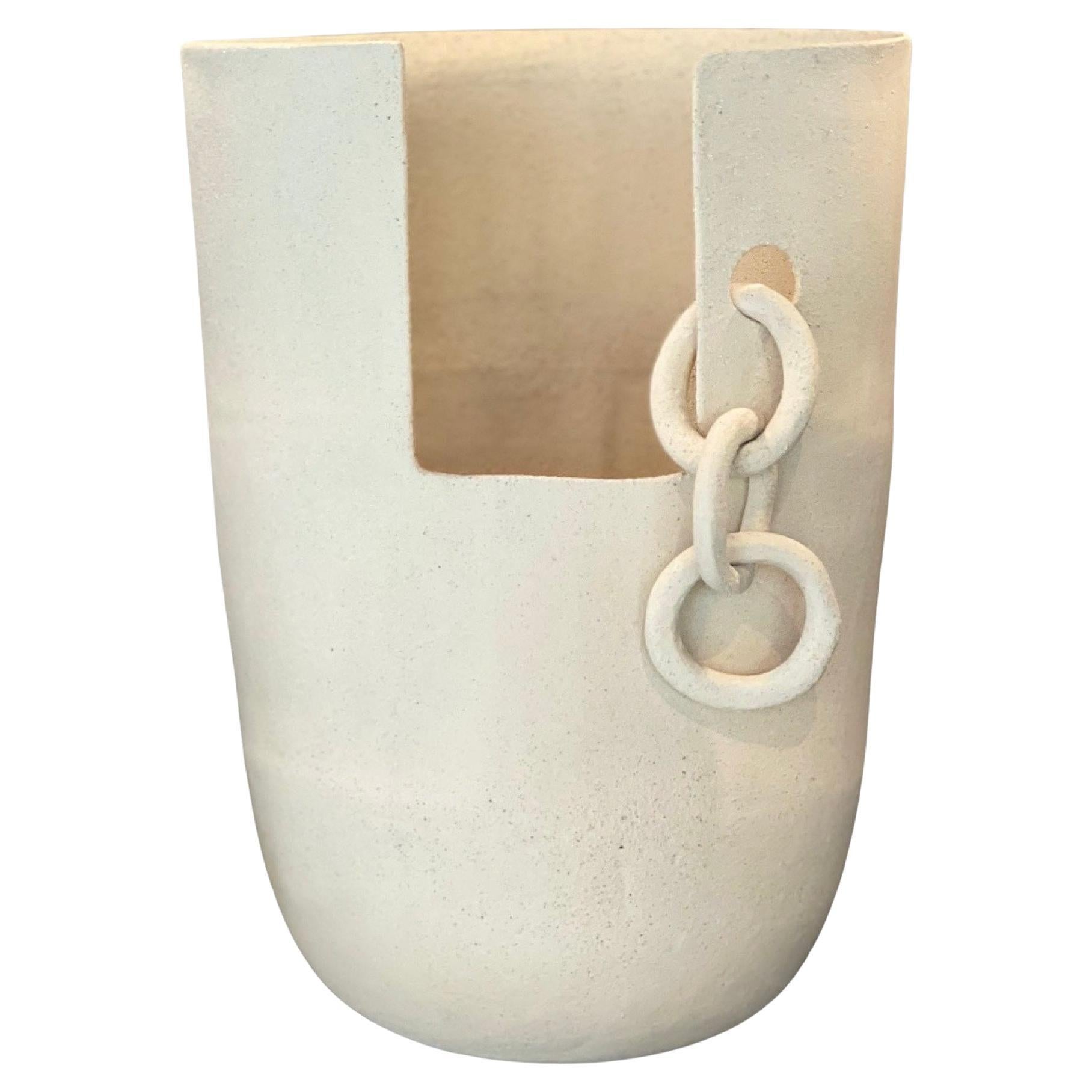 Ceramic Vessel Unchained Handbuilt in Istanbul, Contemporary Pottery Home Decor  For Sale