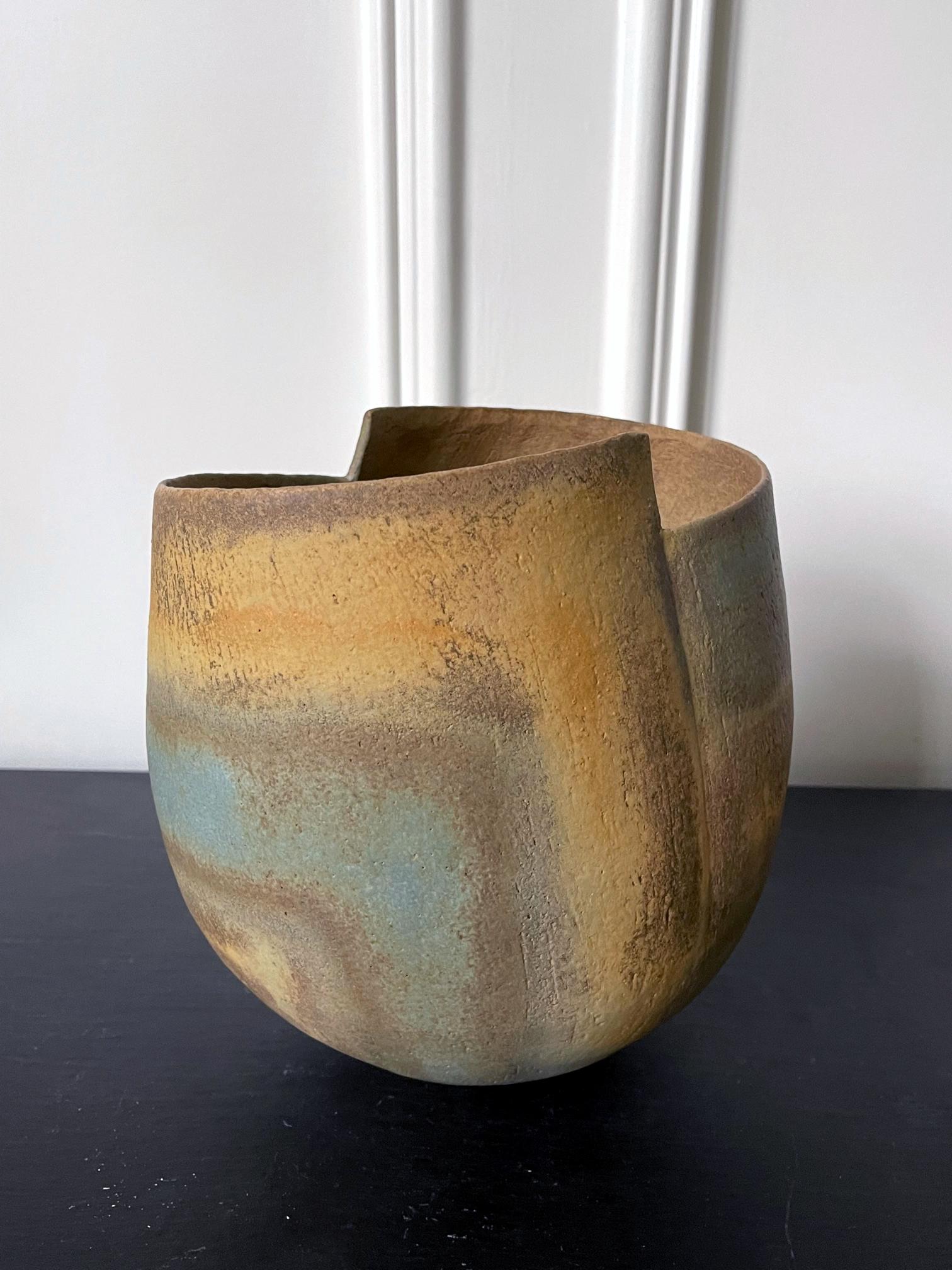 Glazed Ceramic Vessel Vase by British Studio Potter John Ward For Sale