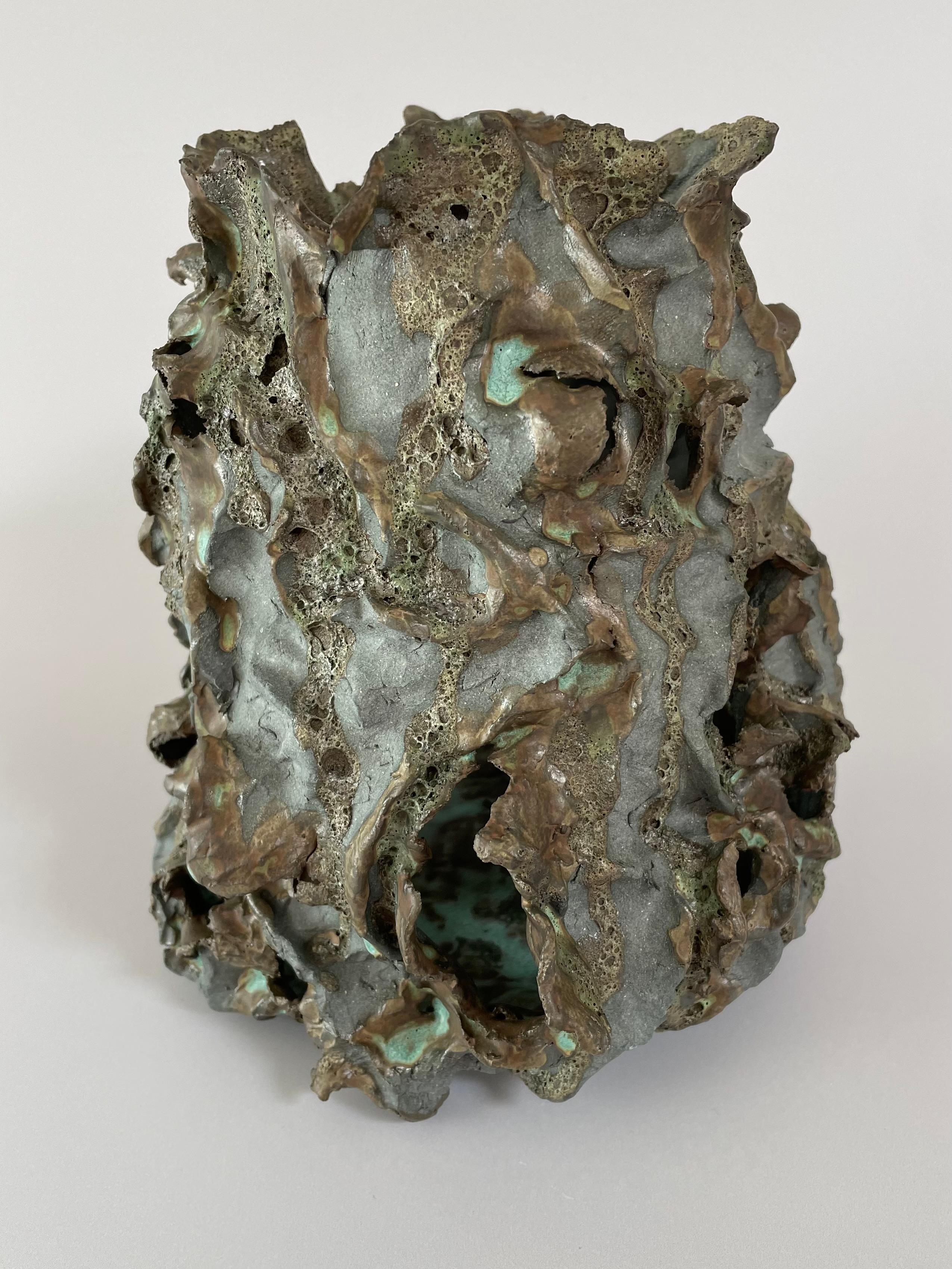 Fired Ceramic Vessel, Vase, Sculpture For Sale