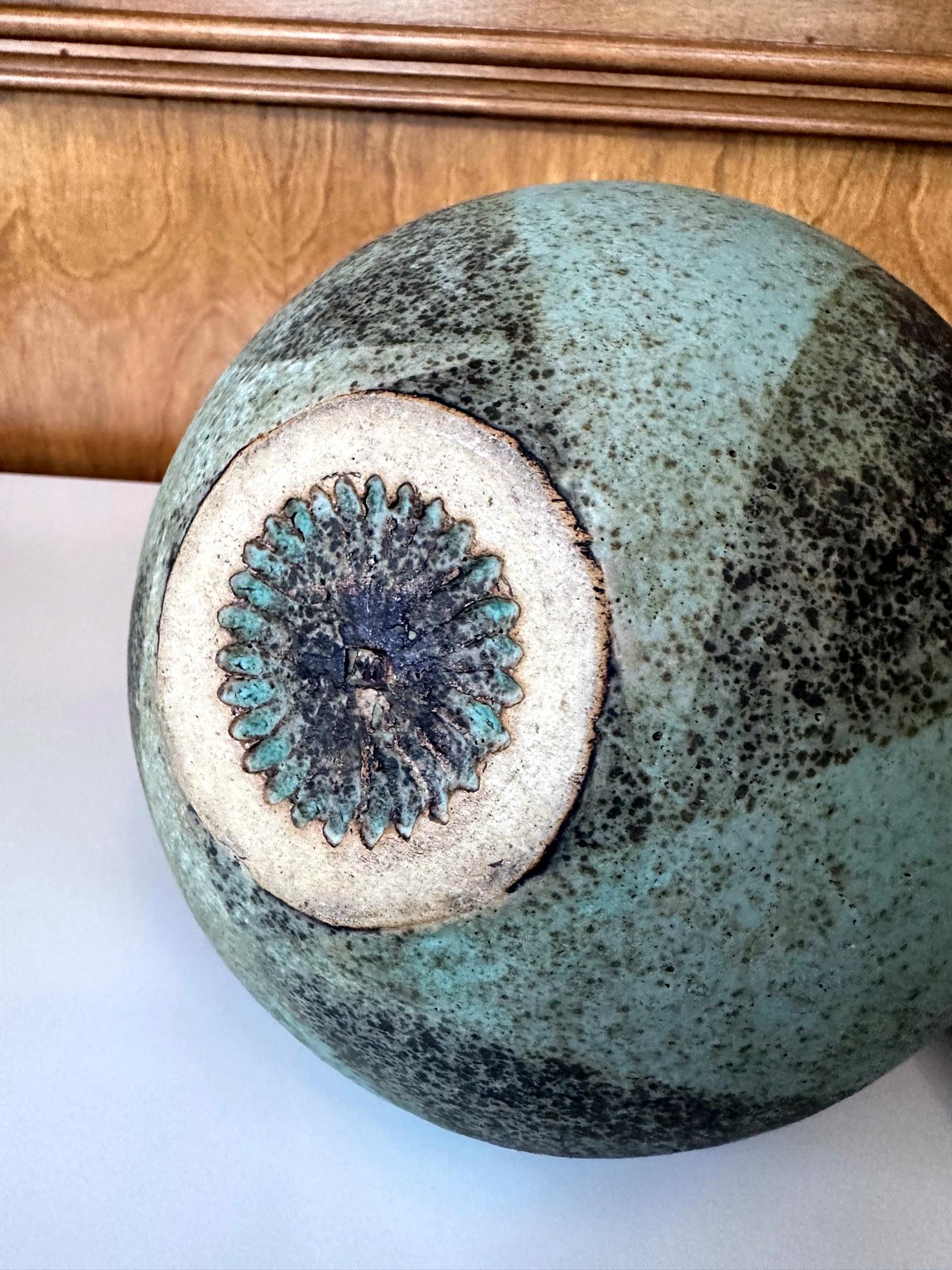 Ceramic Vessel with Geometrical Glaze by John Ward For Sale 3