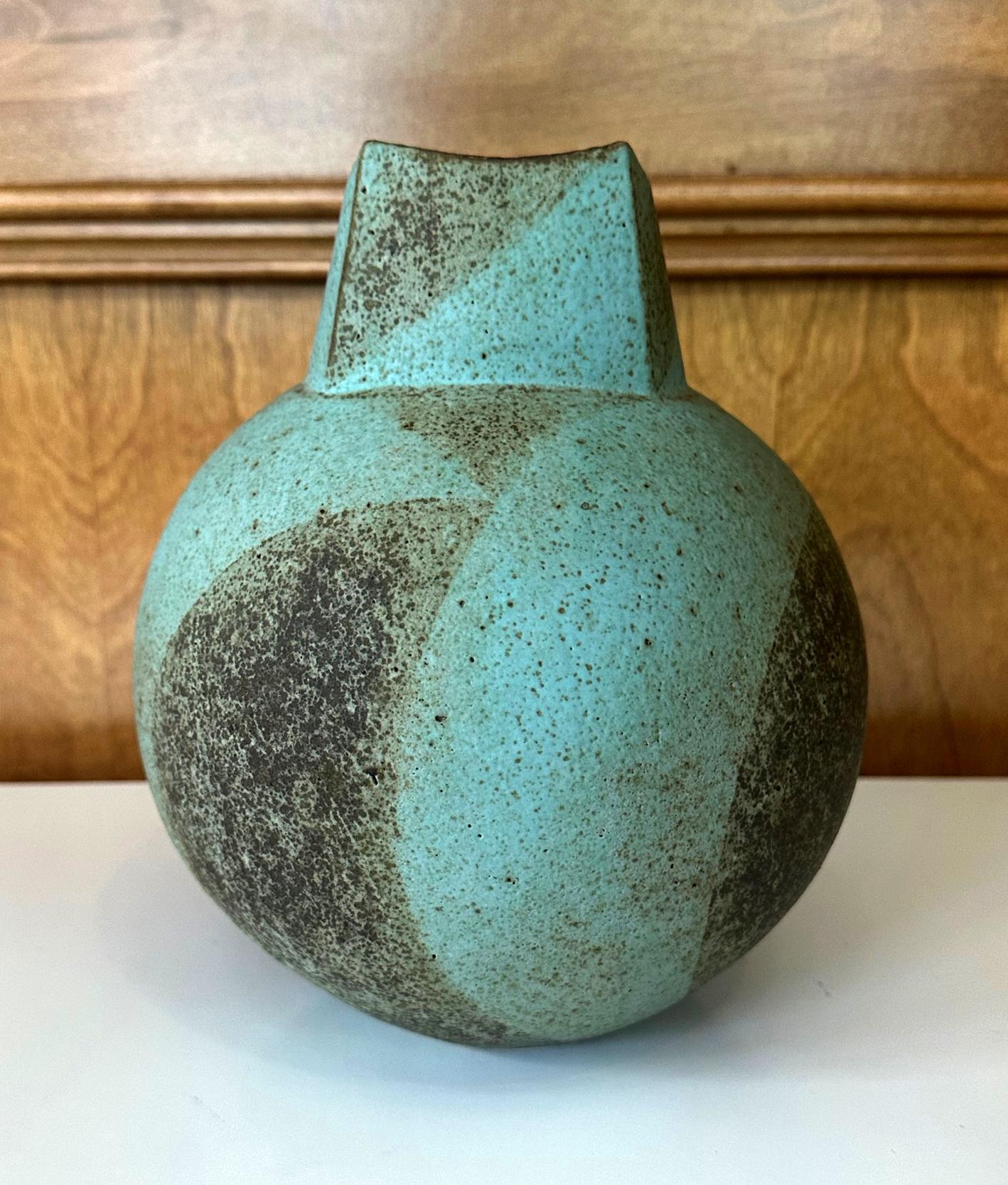 Ceramic Vessel with Geometrical Glaze by John Ward For Sale 5