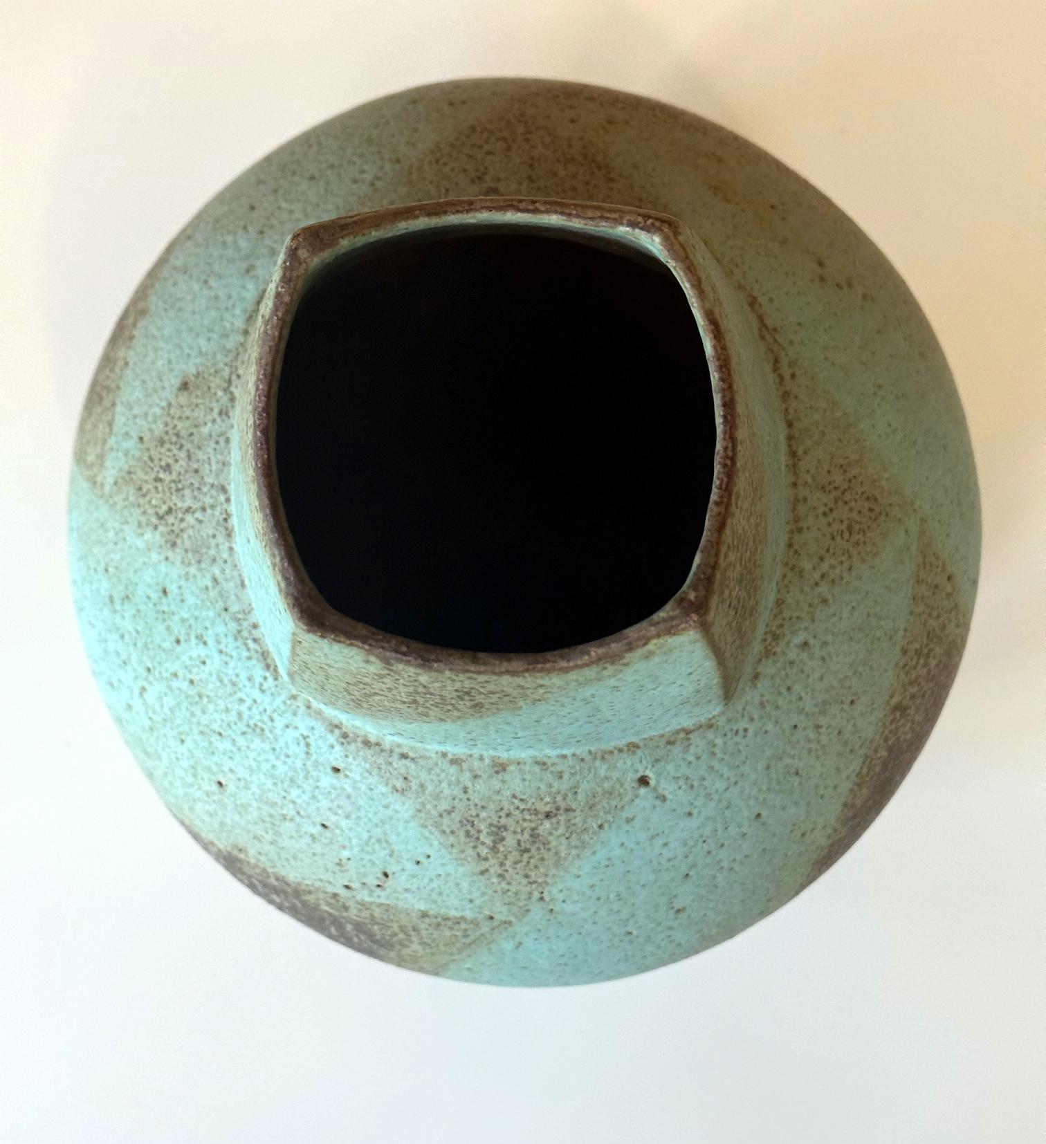 English Ceramic Vessel with Geometrical Glaze by John Ward For Sale