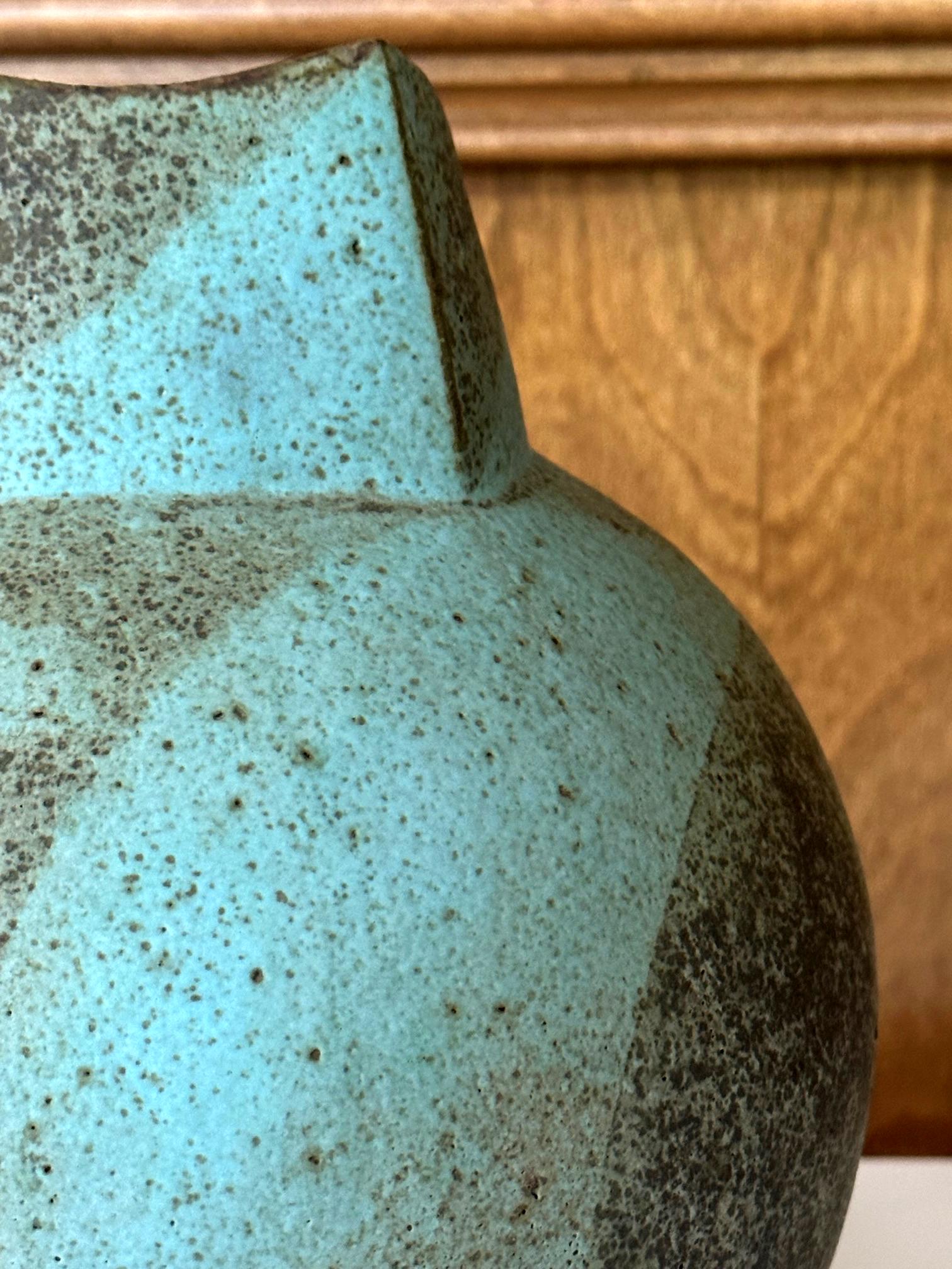 Ceramic Vessel with Geometrical Glaze by John Ward In Good Condition For Sale In Atlanta, GA