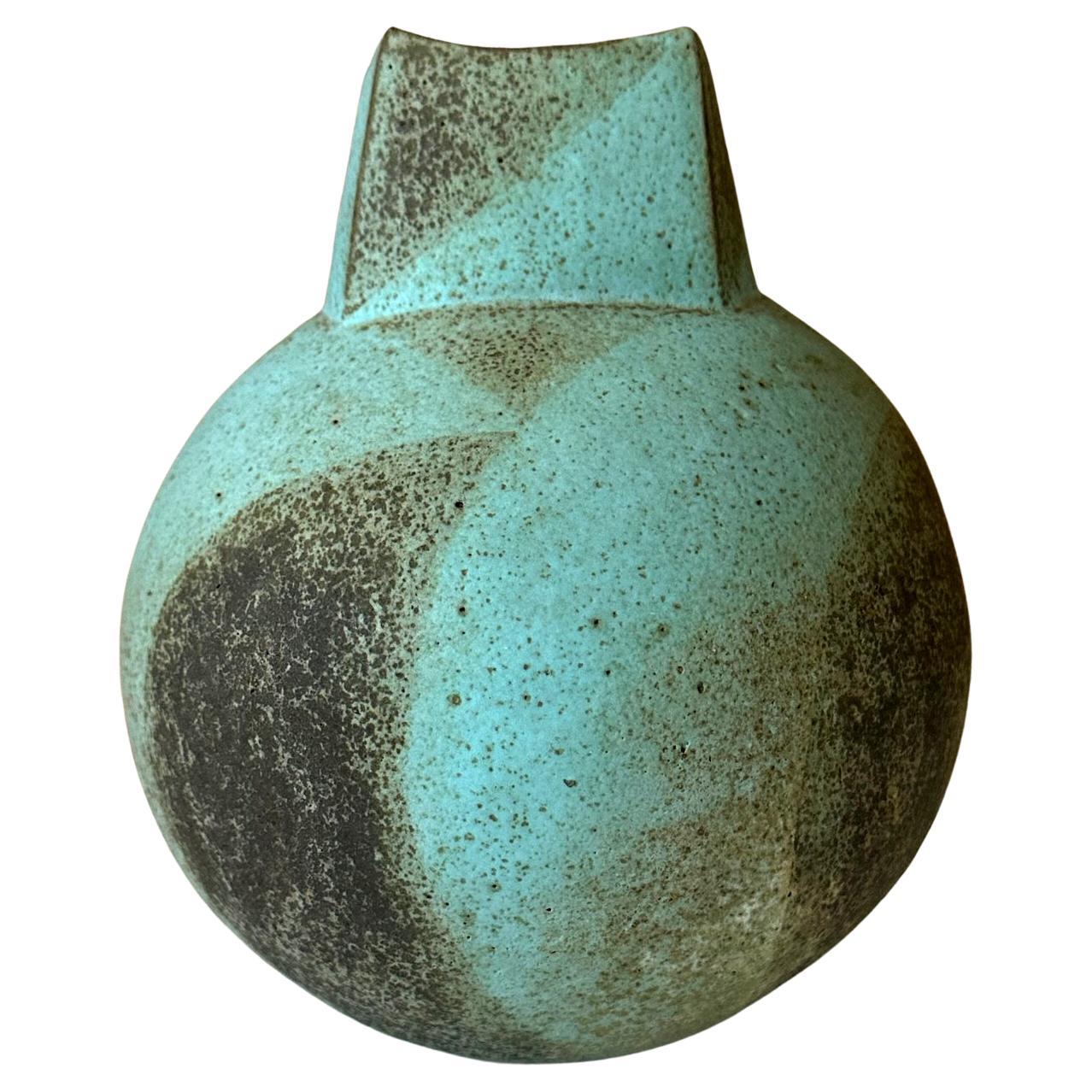 Ceramic Vessel with Geometrical Glaze by John Ward For Sale