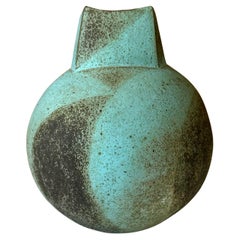 Vintage Ceramic Vessel with Geometrical Glaze by John Ward