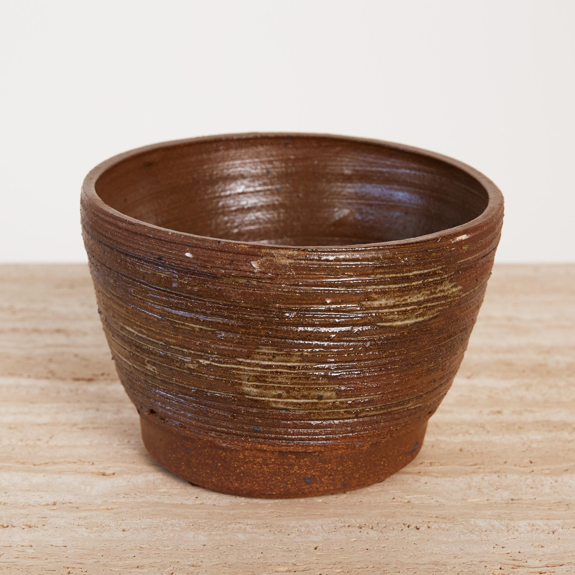 Modern Ceramic Vessel with Incised Striated Pattern