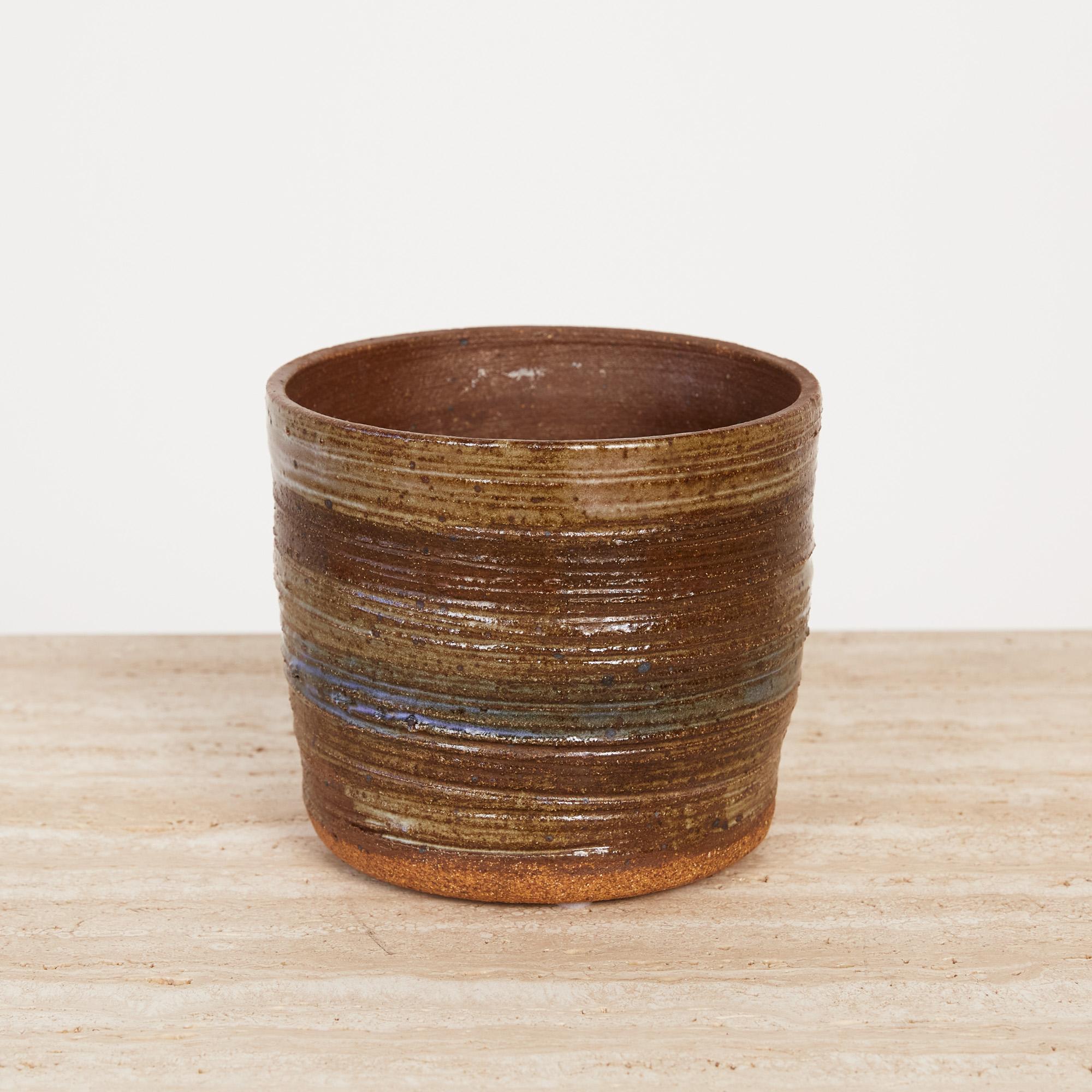 American Ceramic Vessel with Incised Striated Pattern