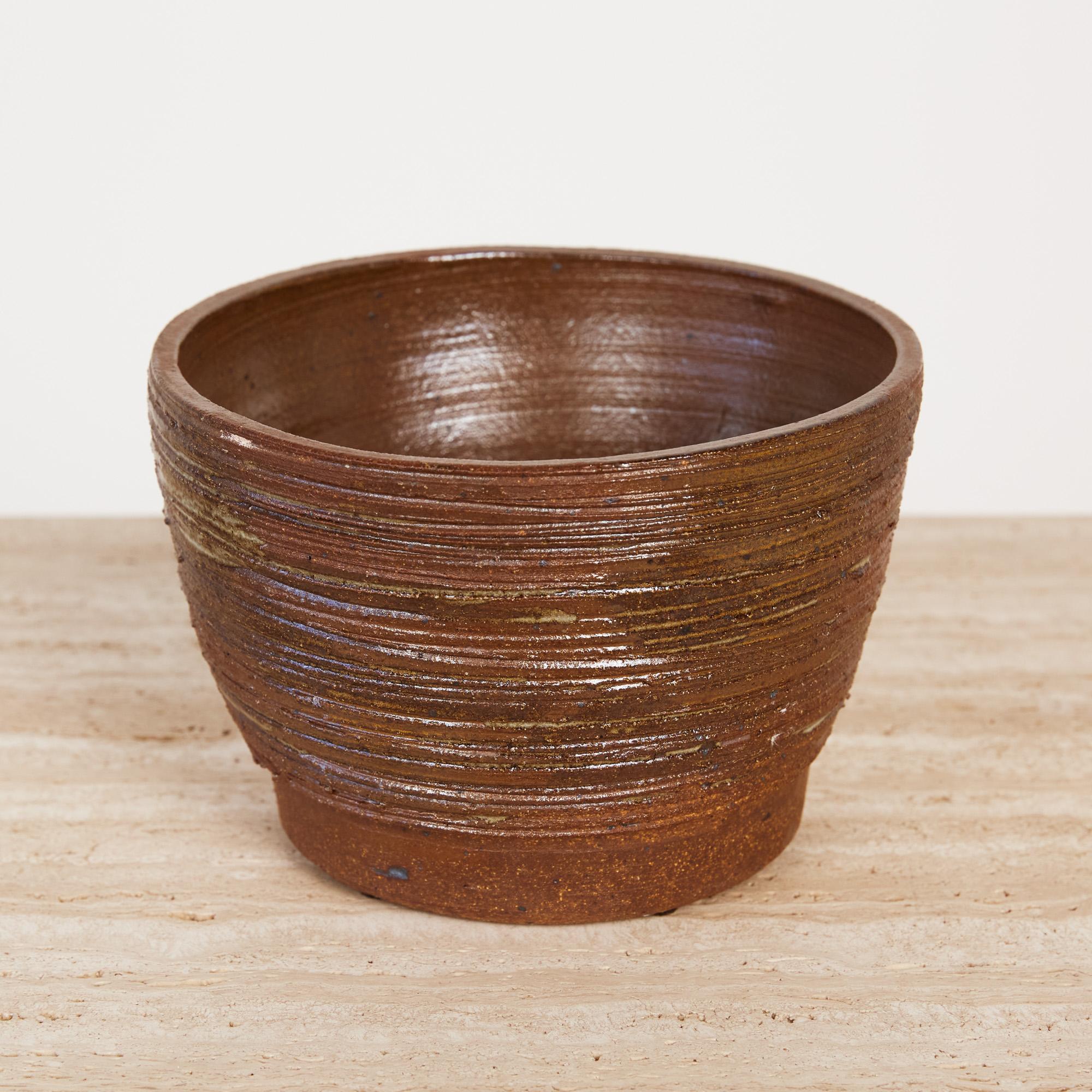 American Ceramic Vessel with Incised Striated Pattern