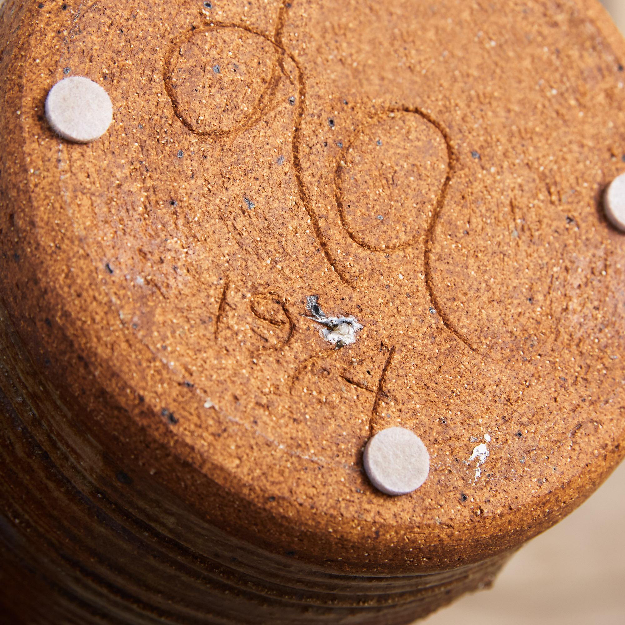 Late 20th Century Ceramic Vessel with Incised Striated Pattern