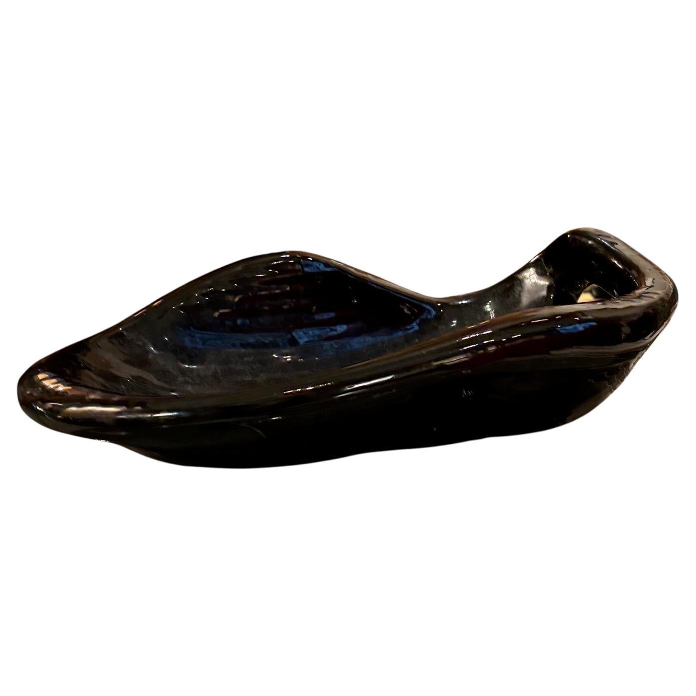 Vide-poche by Roger Capron, black ceramic, signed
