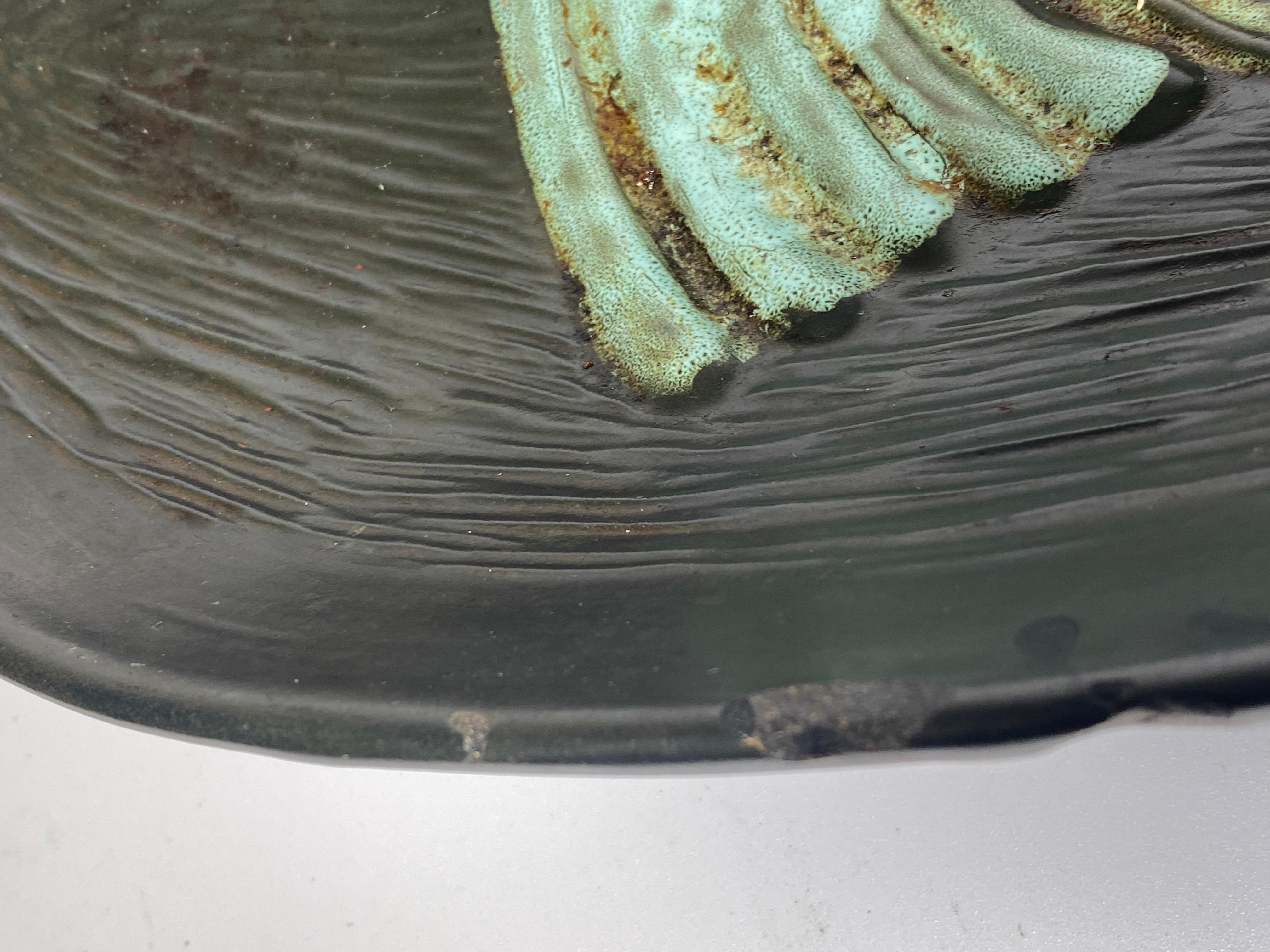 Ceramic Vide Poche, Decorative Dish, Representing a Rooster, Black and Green In Fair Condition For Sale In Auribeau sur Siagne, FR