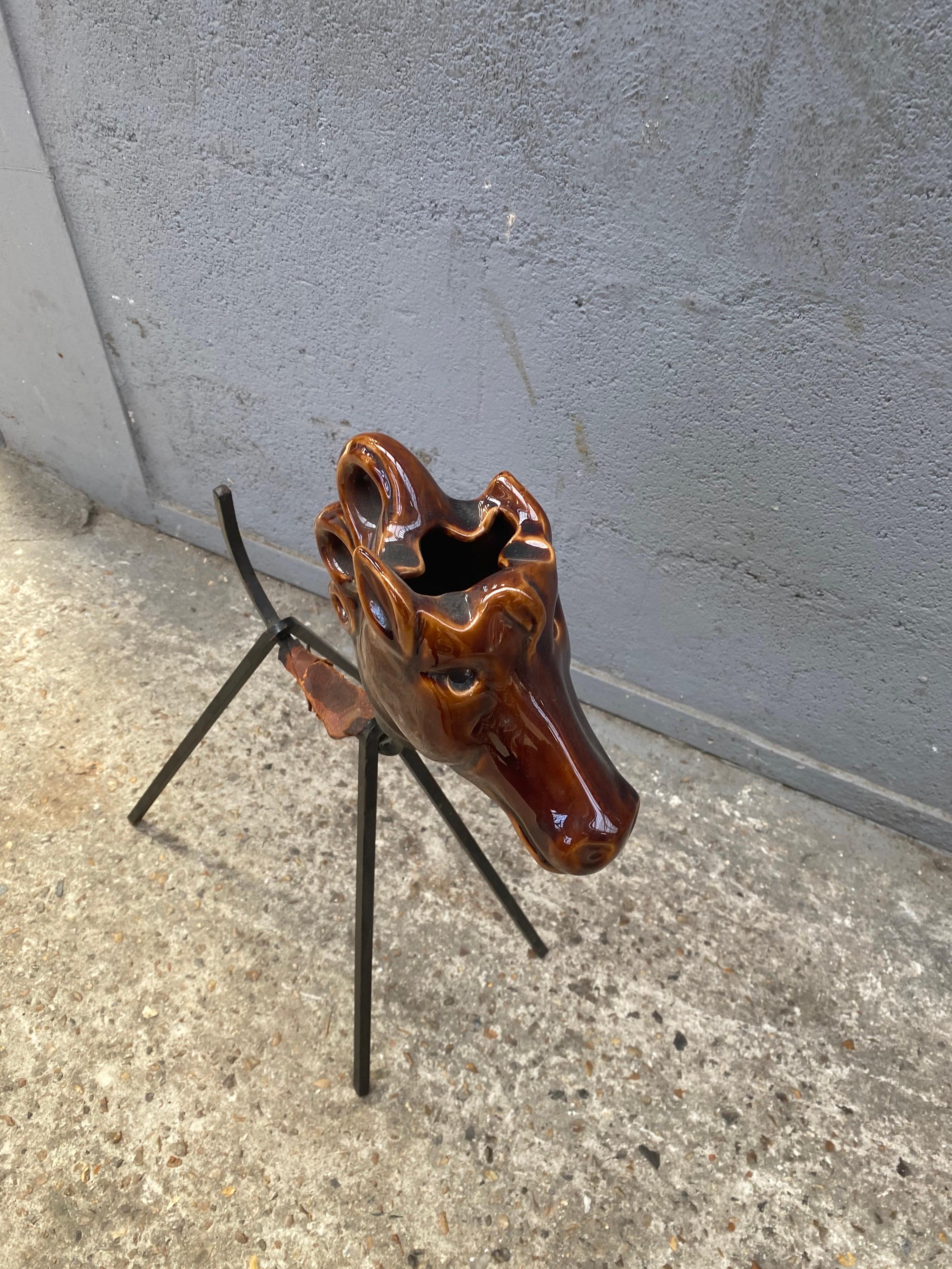 Mid-Century Modern Ceramic Vide-Poche on a Stand For Sale