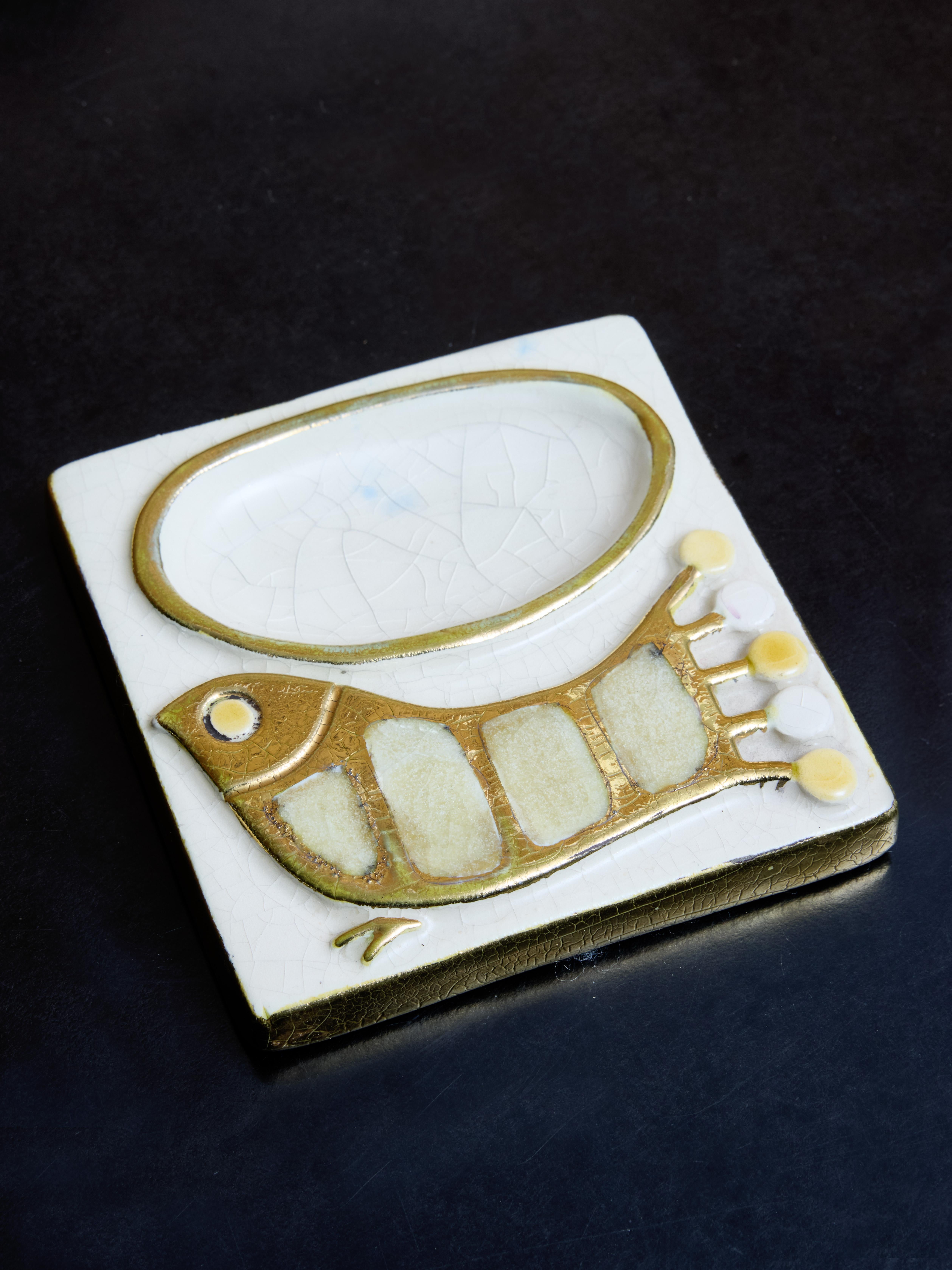 Mid-Century Modern Ceramic Vide-Poche Tray by Mithé Espelt