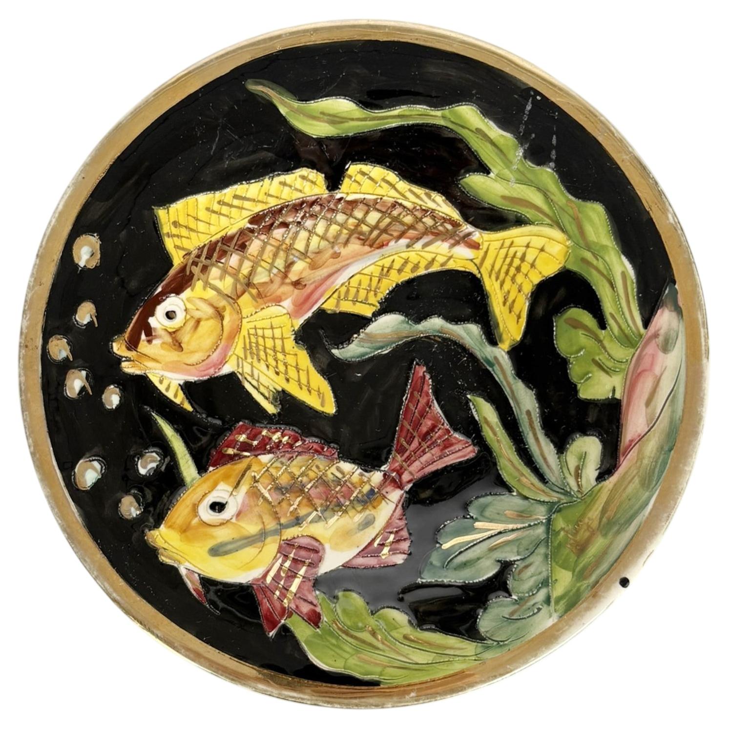 Early 20th Century Tsuboya-yaki Ceramic Fish Dish Okinawa at