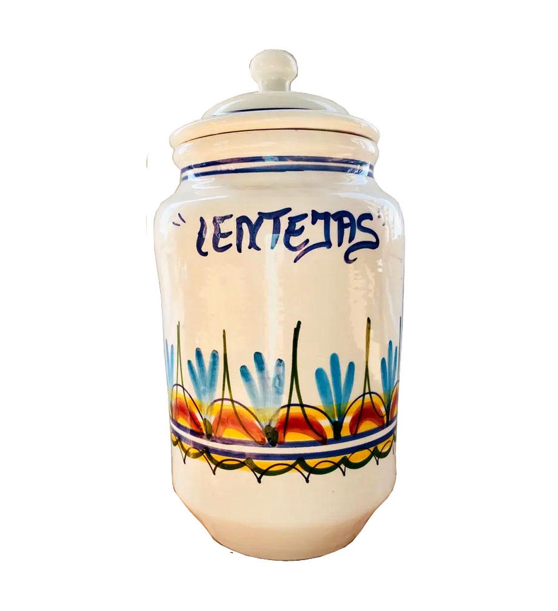 Kitchen Jars 6 Large Popular  Ceramic Vintage , Never Used. Blu and White , Spain For Sale 5