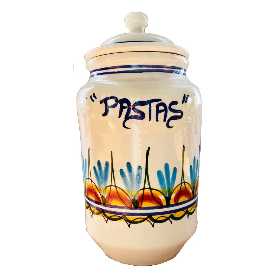 Kitchen Jars 6 Large Popular  Ceramic Vintage , Never Used. Blu and White , Spain For Sale 2