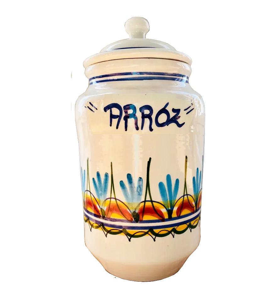 Kitchen Jars 6 Large Popular  Ceramic Vintage , Never Used. Blu and White , Spain For Sale 3