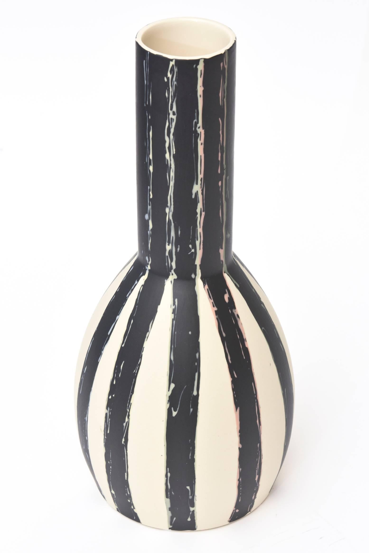 Organic Modern Ceramic Vase or Vessel Hand-Painted
