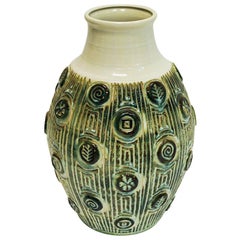 Keramische Vintage-Vase mit Symbolen:: Westdeutschland:: 1960er Jahre