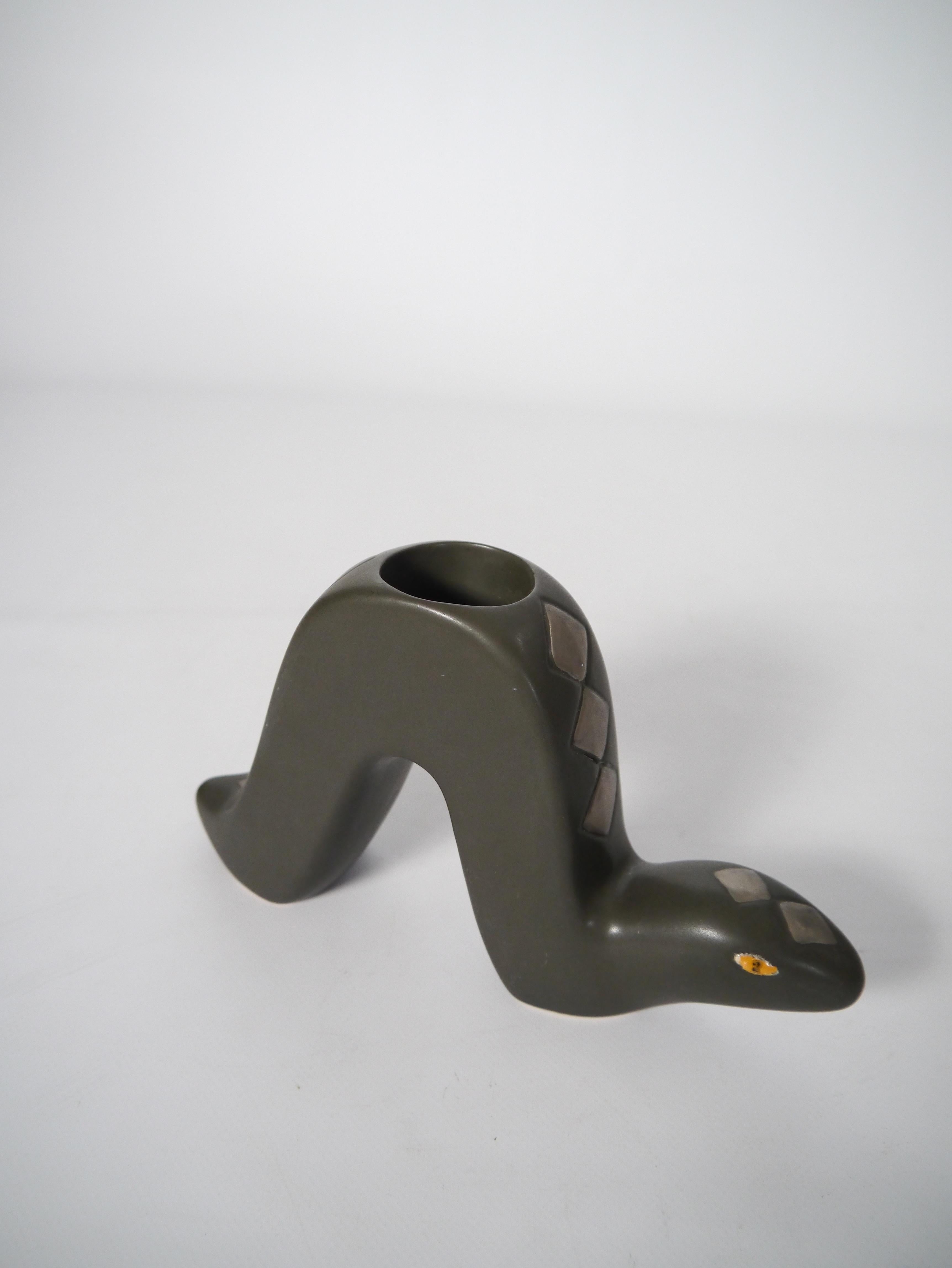 Ceramic Viper Snake Candle Holder by Gabriel Keramik, Sweden 1970s In Good Condition For Sale In Barcelona, ES