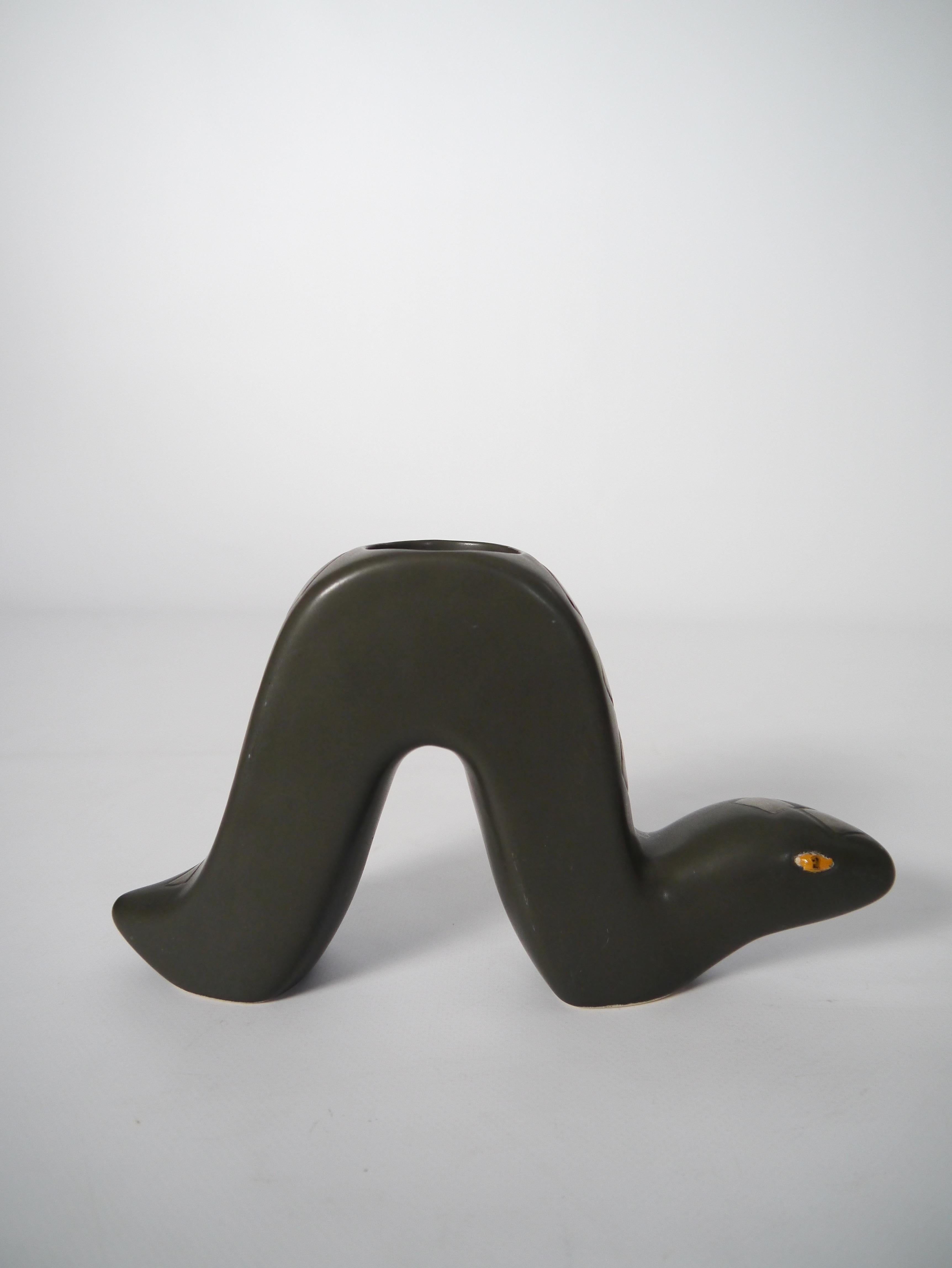 20th Century Ceramic Viper Snake Candle Holder by Gabriel Keramik, Sweden 1970s For Sale