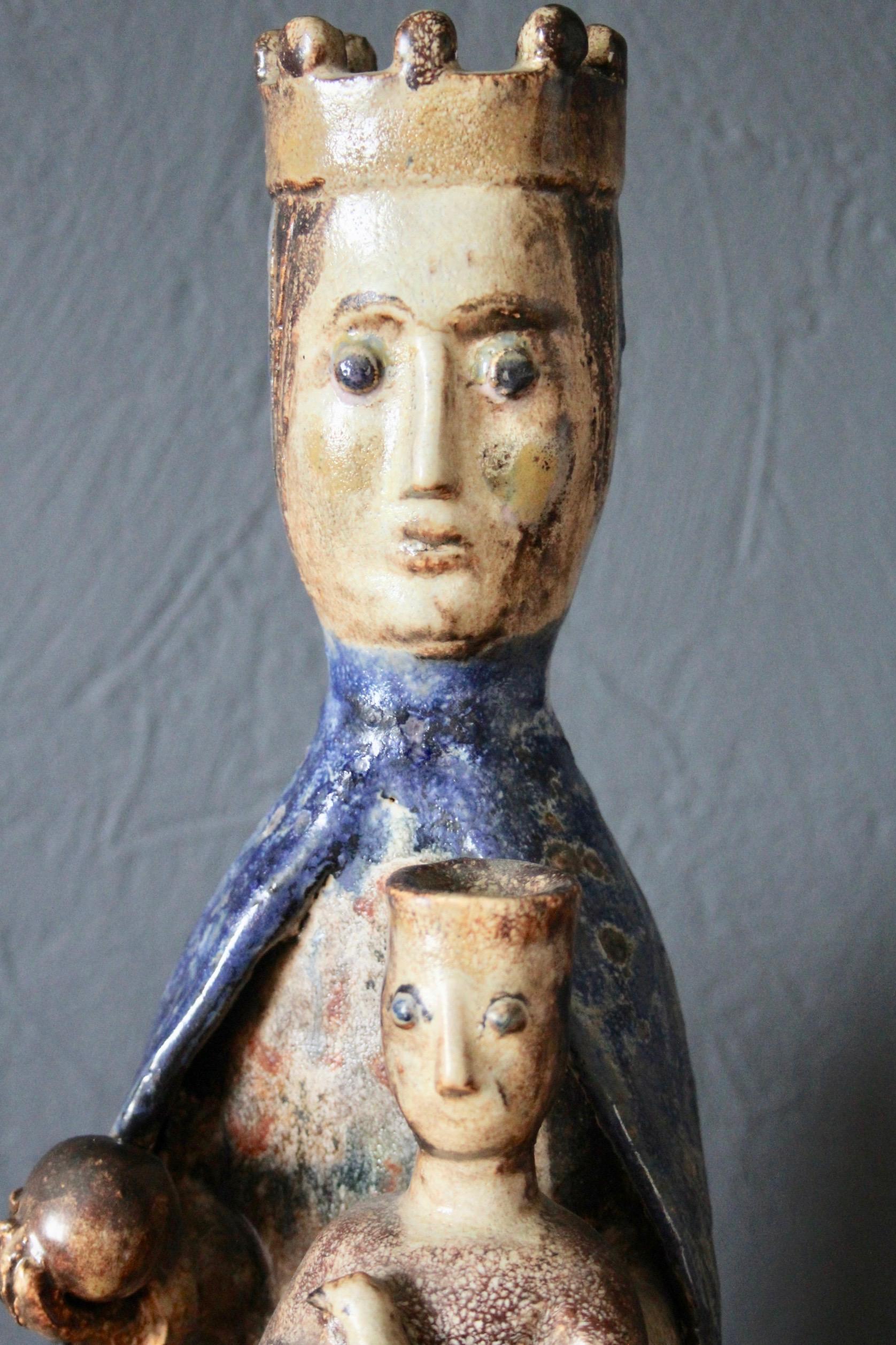 Mid-20th Century Ceramic Virgin with Child For Sale