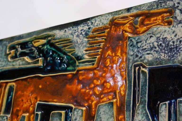 German Ceramic Wall Art with Horses