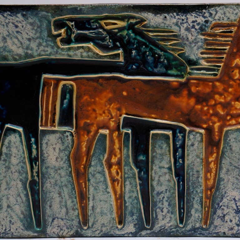 Mid-20th Century Ceramic Wall Art with Horses