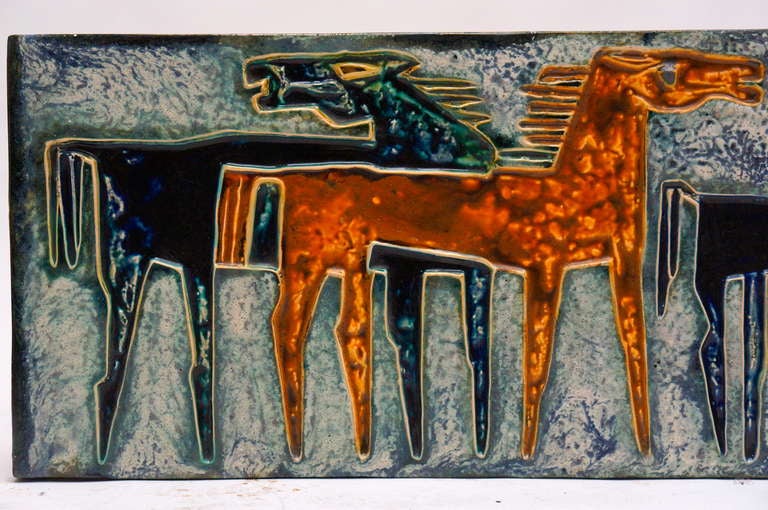 Ceramic Wall Art with Horses 1