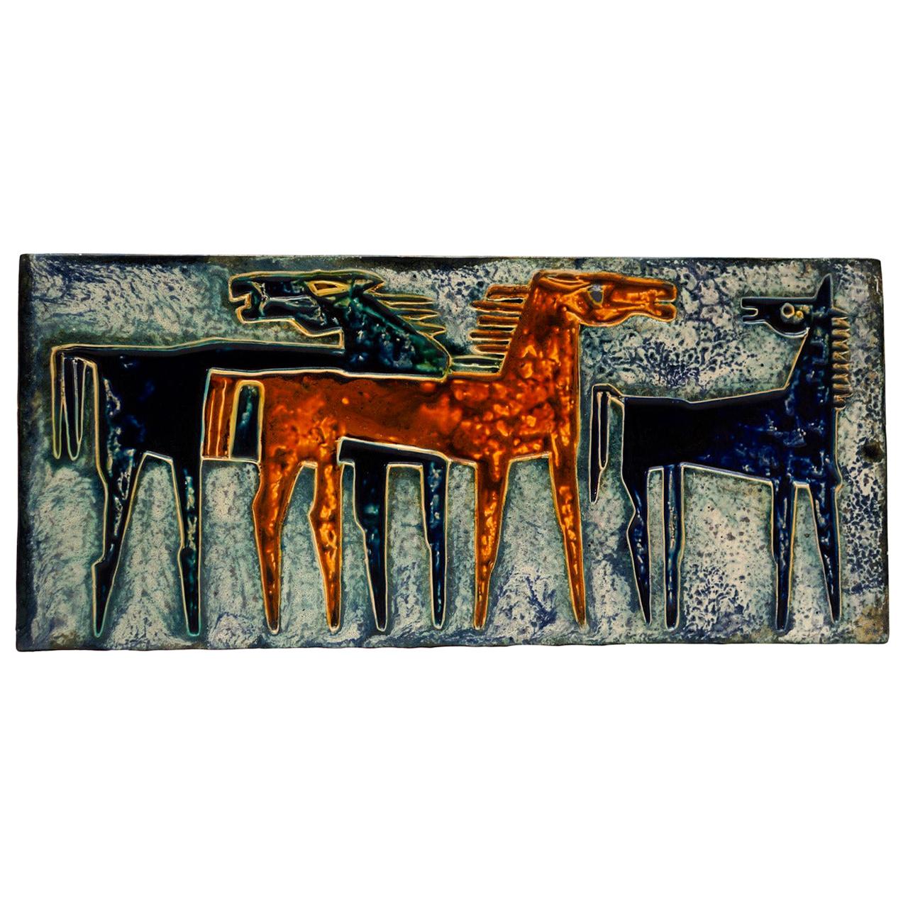 Ceramic Wall Art with Horses