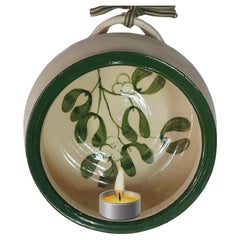 Retro Ceramic Wall Candle Sconce with Mistletoe Decor, Ceramic Wall Lantern, FREESHIP