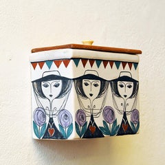 Ceramic wall container box by Laila Zink for Kupittaan Savi, Finland 1960s