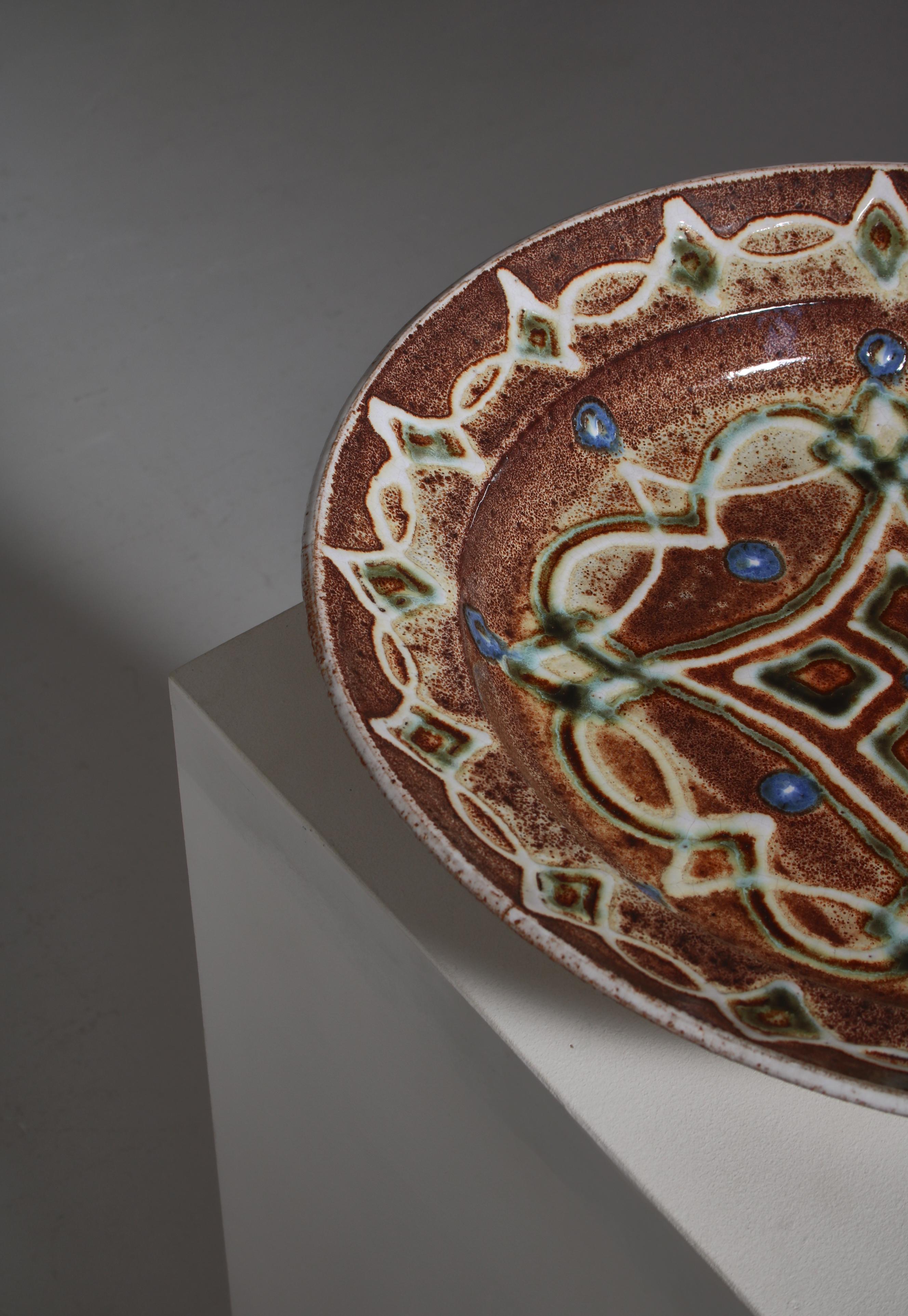 Danish Ceramic Wall Decor Dish Handmade by 