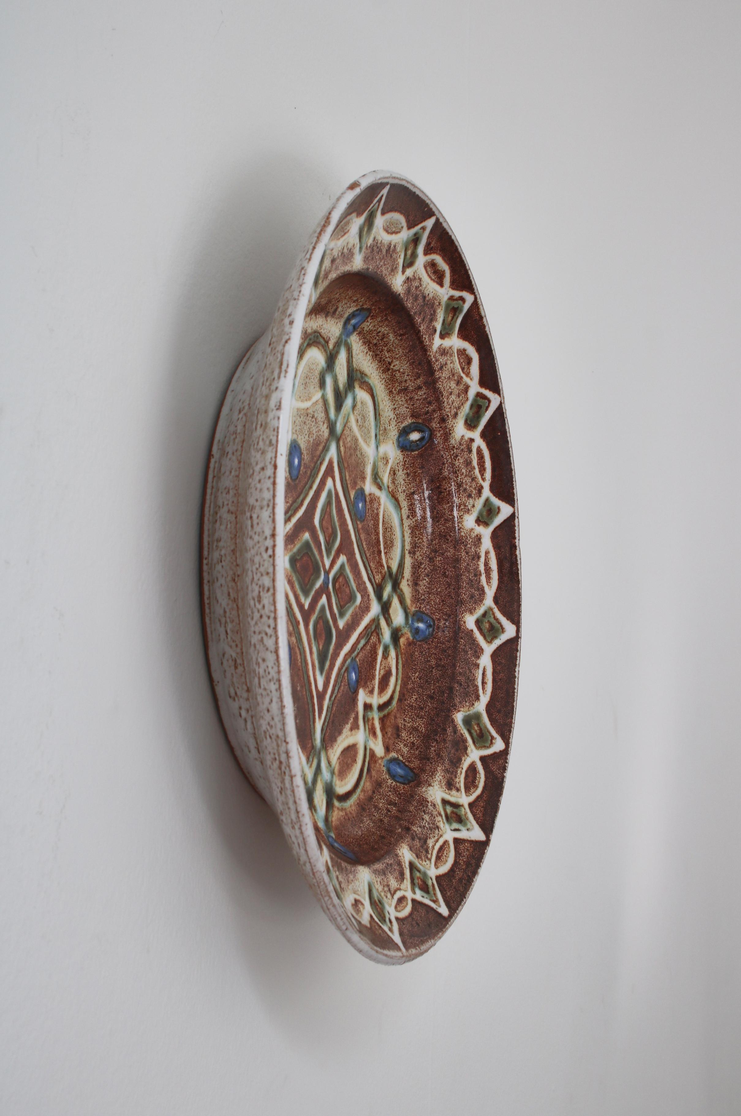 Mid-20th Century Ceramic Wall Decor Dish Handmade by 