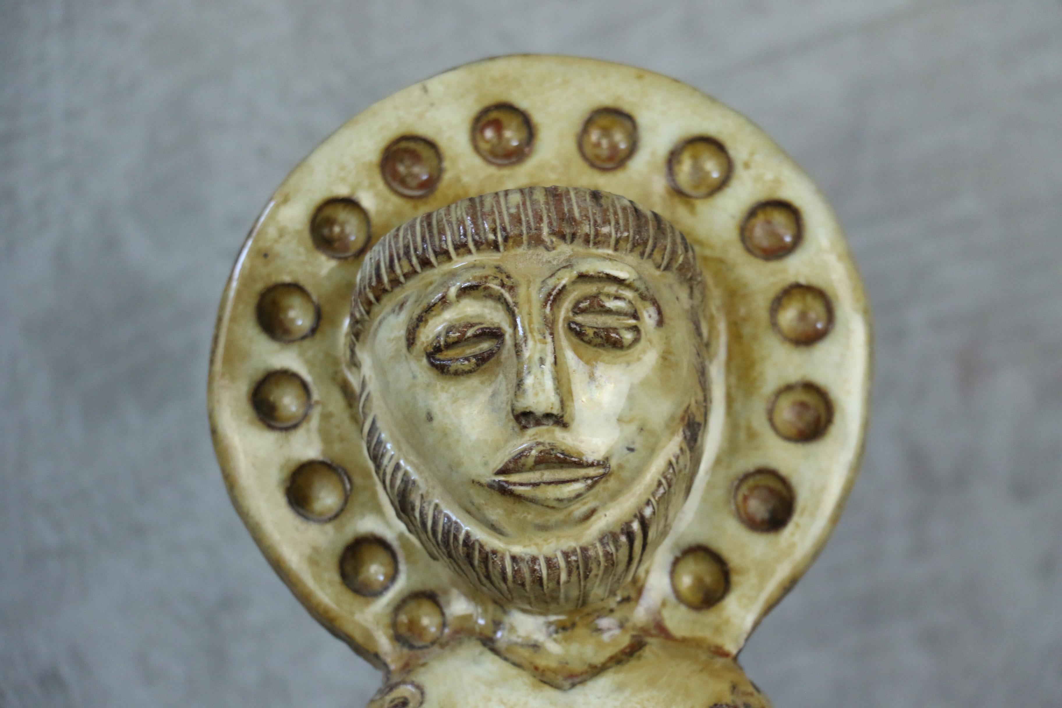 Hand-Crafted Ceramic wall decoration of Saint Mark by the french ceramist Robert Chiazzo For Sale