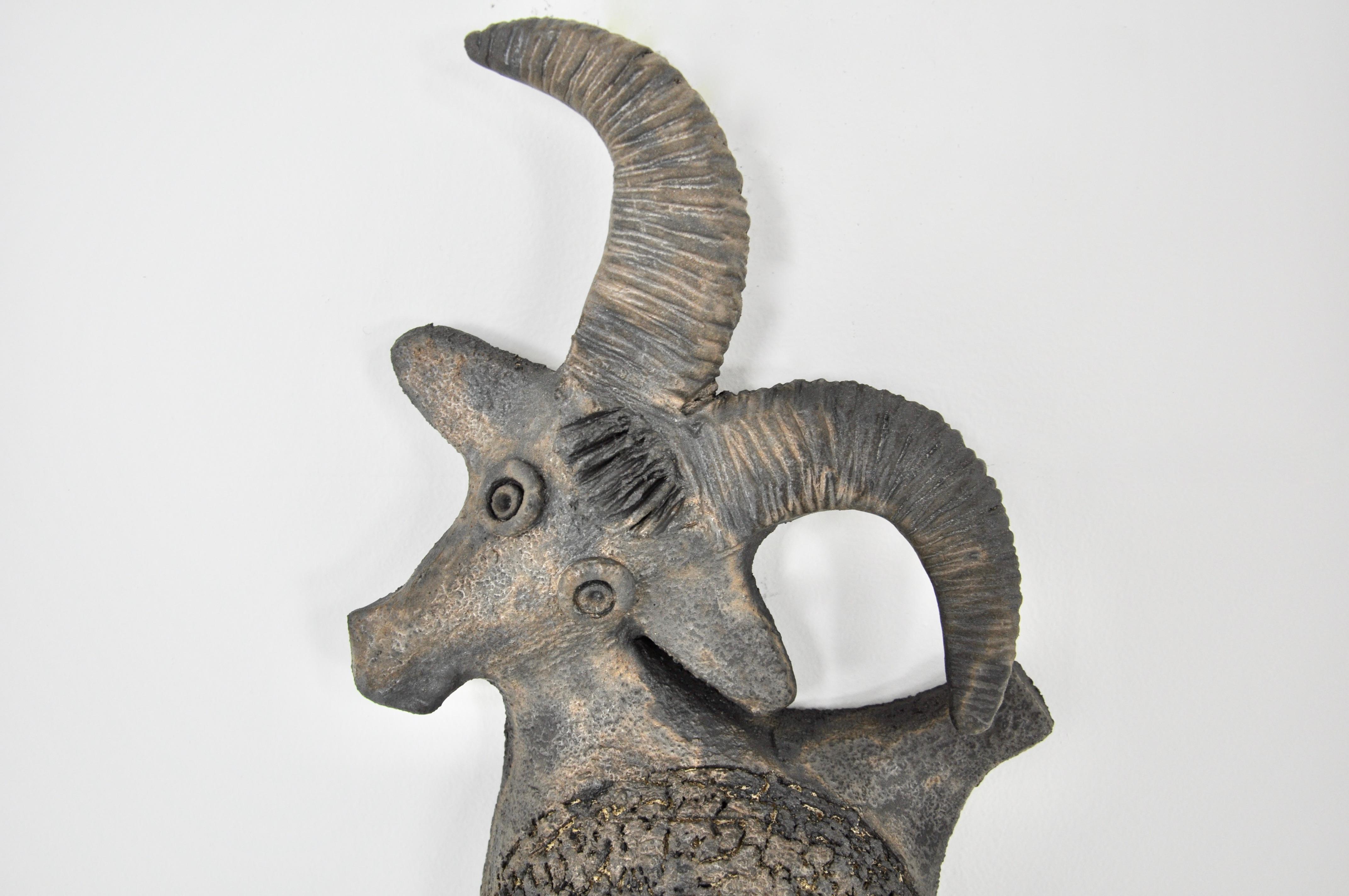 Ceramic wall goat by Dominique Pouchain For Sale 1