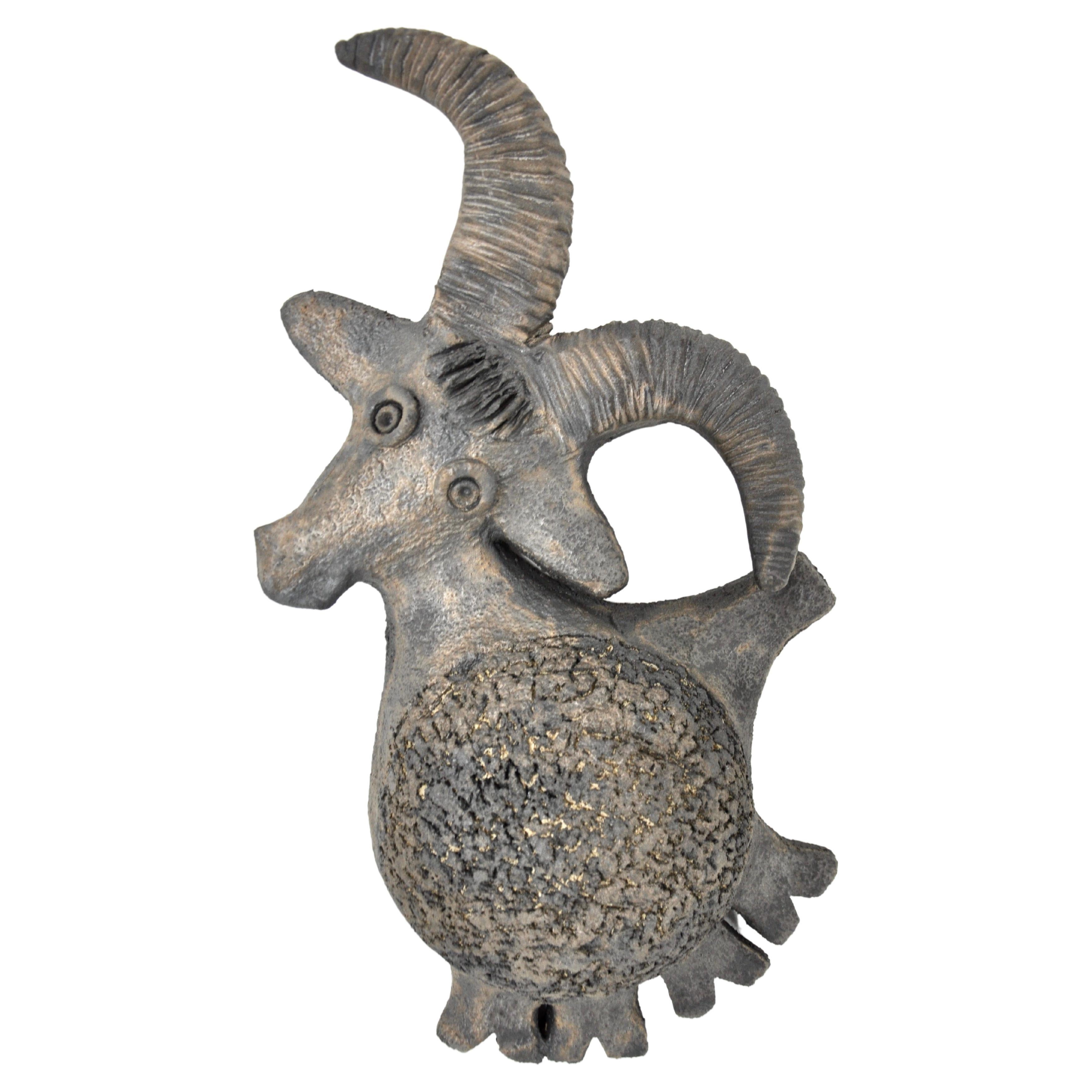 Ceramic wall goat by Dominique Pouchain For Sale