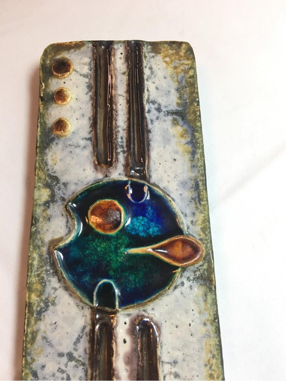 Ceramic Wall Hanging Fish by Helmut Schaeffenacker of Ulm, Germany In Good Condition For Sale In Frisco, TX