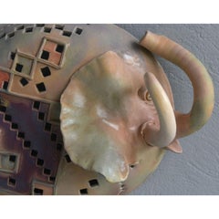 Ceramic Wall Lamp with Elephant Decoration by Alexandre Constanta