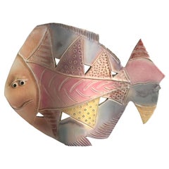 Ceramic Wall Lamp with Limande Decoration by Alexandre Constanda