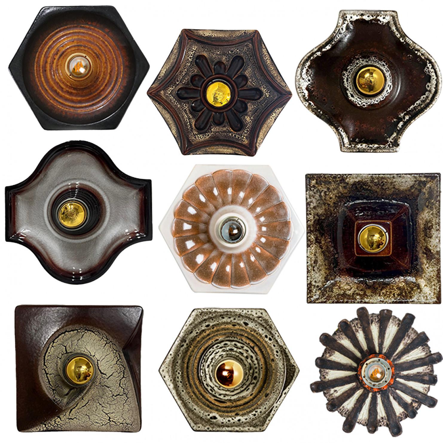 Applique in ceramica Esagono, Danimarca, 1970 In condizioni buone in vendita a Rijssen, NL