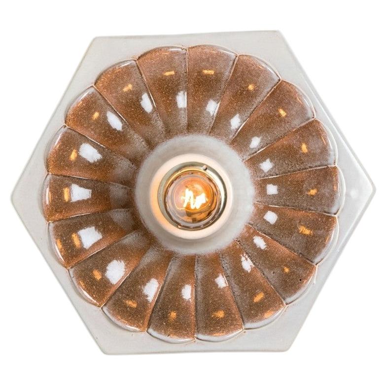 Ceramic Wall Light Hexagon, Denmark, 1970 For Sale