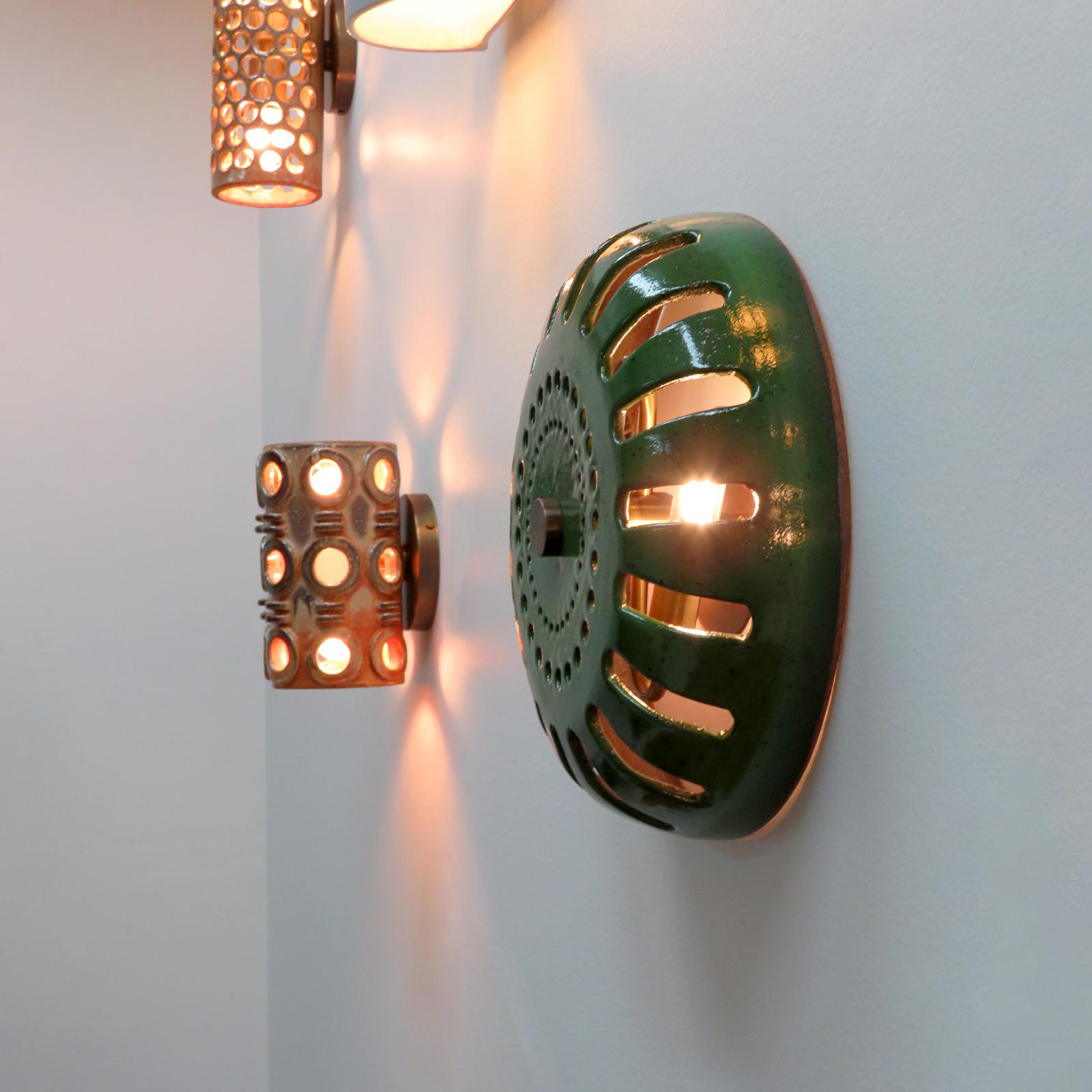 Brass Ceramic Wall Light No.48 by Heather Levine For Sale