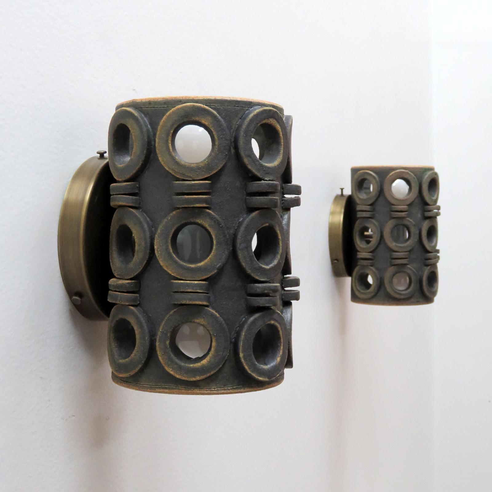 Patinated Ceramic Wall Light No.49/2 by Heather Levine For Sale