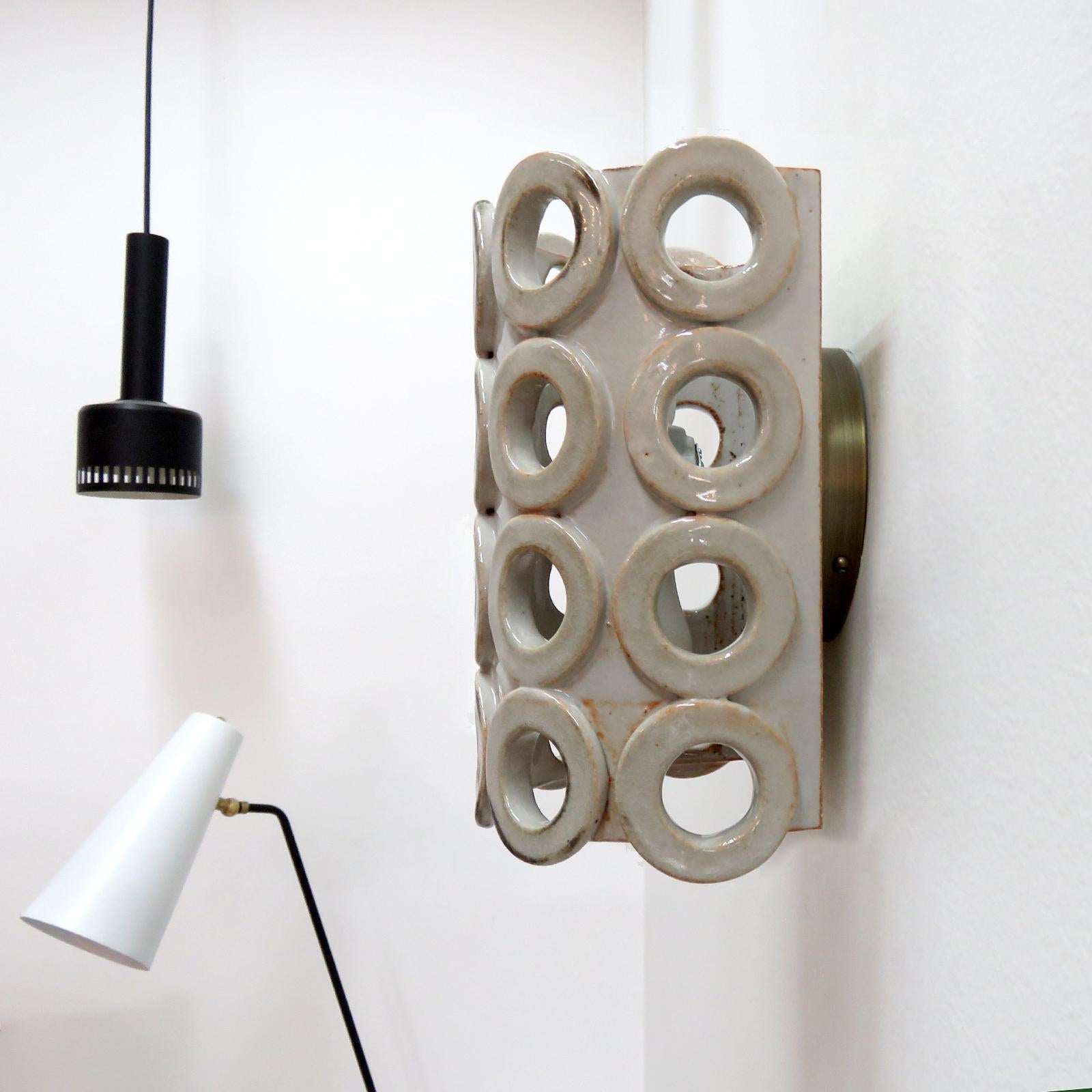 Patinated Ceramic Wall Light No.50 by Heather Levine For Sale